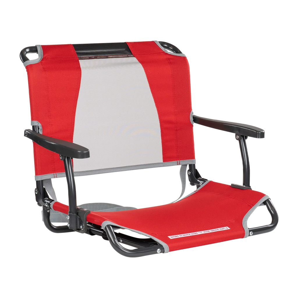 Premium All-Weather Big Comfort Stadium Chair with Armrests - Camp Rocker Chair for Fishing & Beach Trips - Red