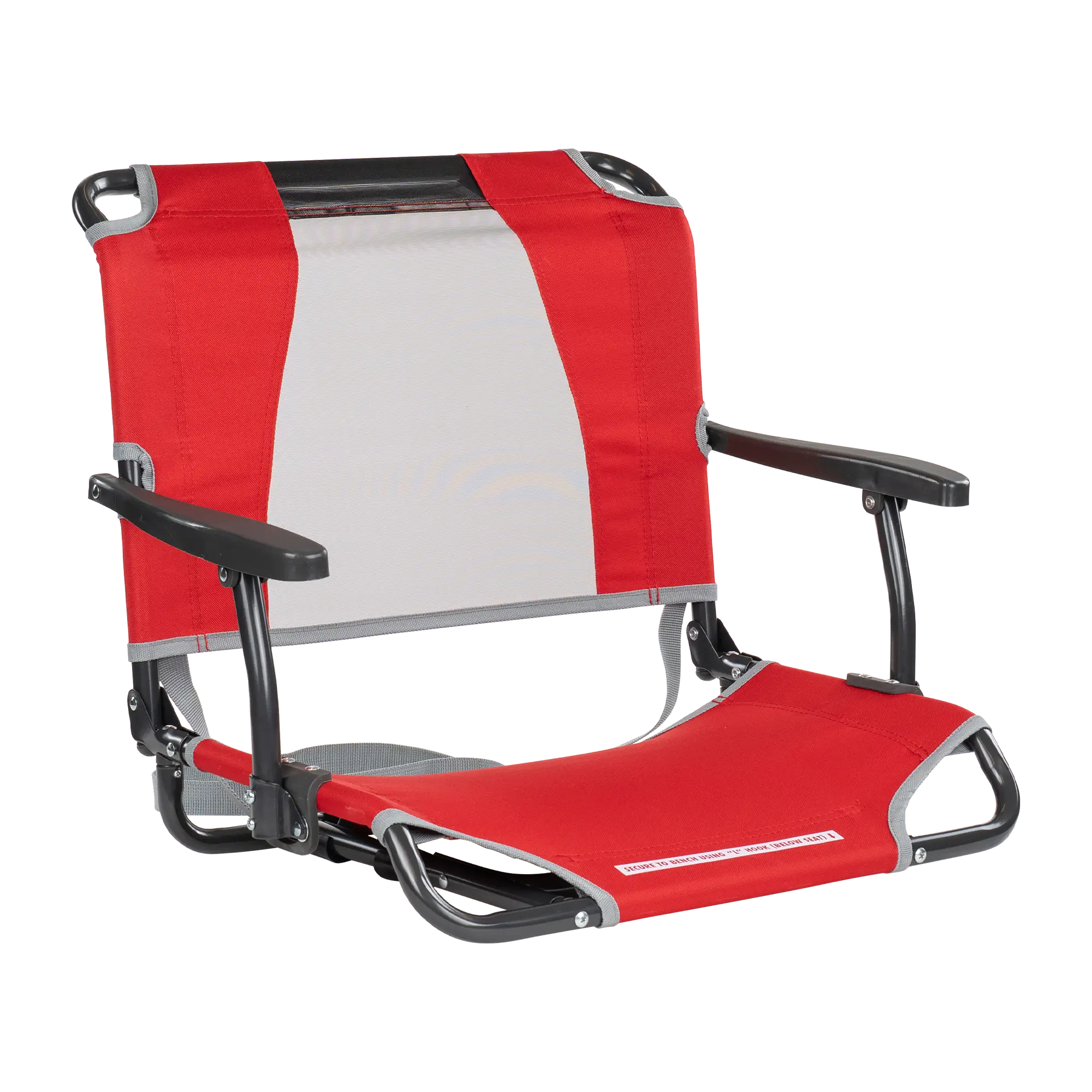 Premium All-Weather Big Comfort Stadium Chair with Armrests - Camp Rocker Chair for Fishing & Beach Trips - Red