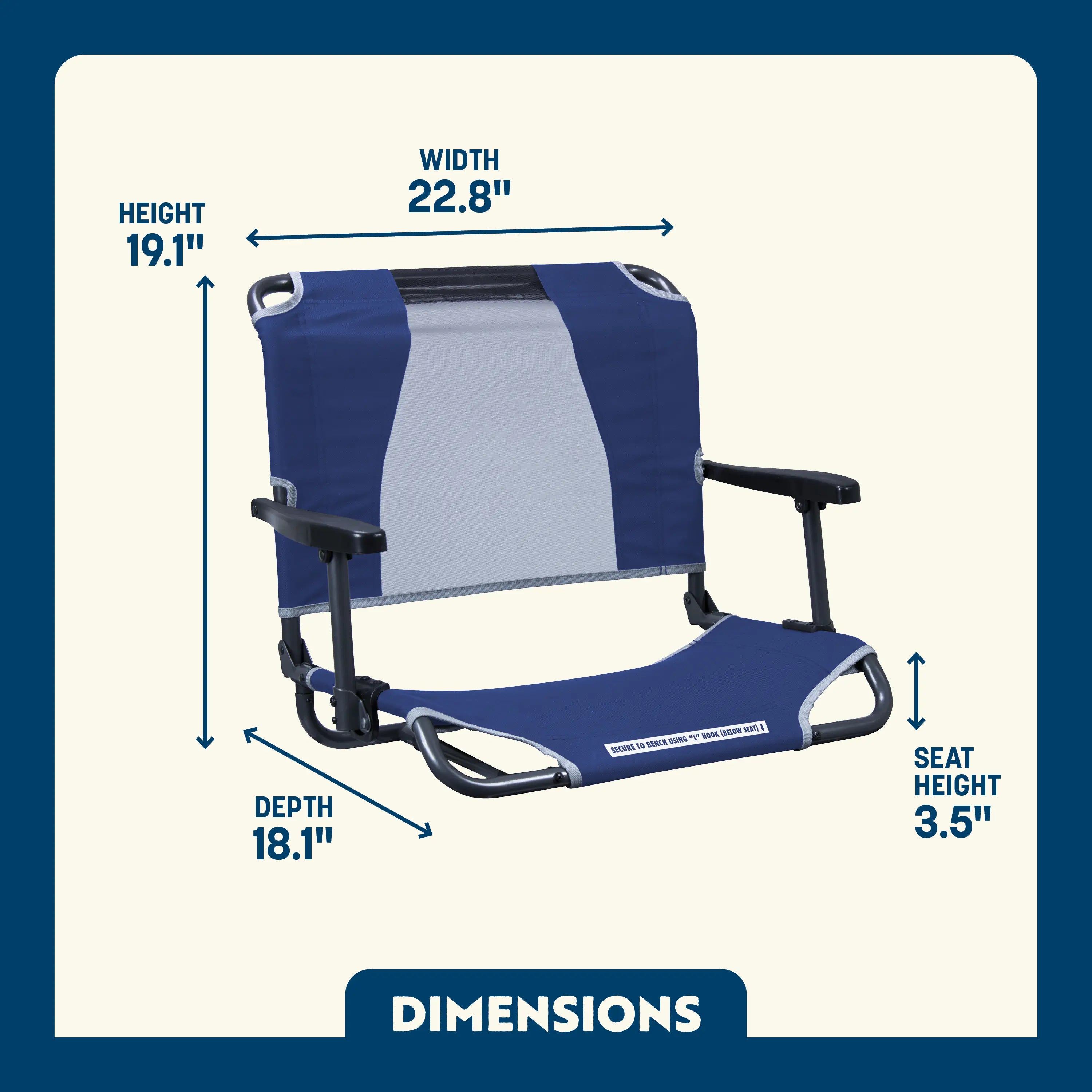 Premium All-Weather Big Comfort Stadium Chair with Armrests - Camp Rocker Chair for Fishing & Beach Trips Detail
