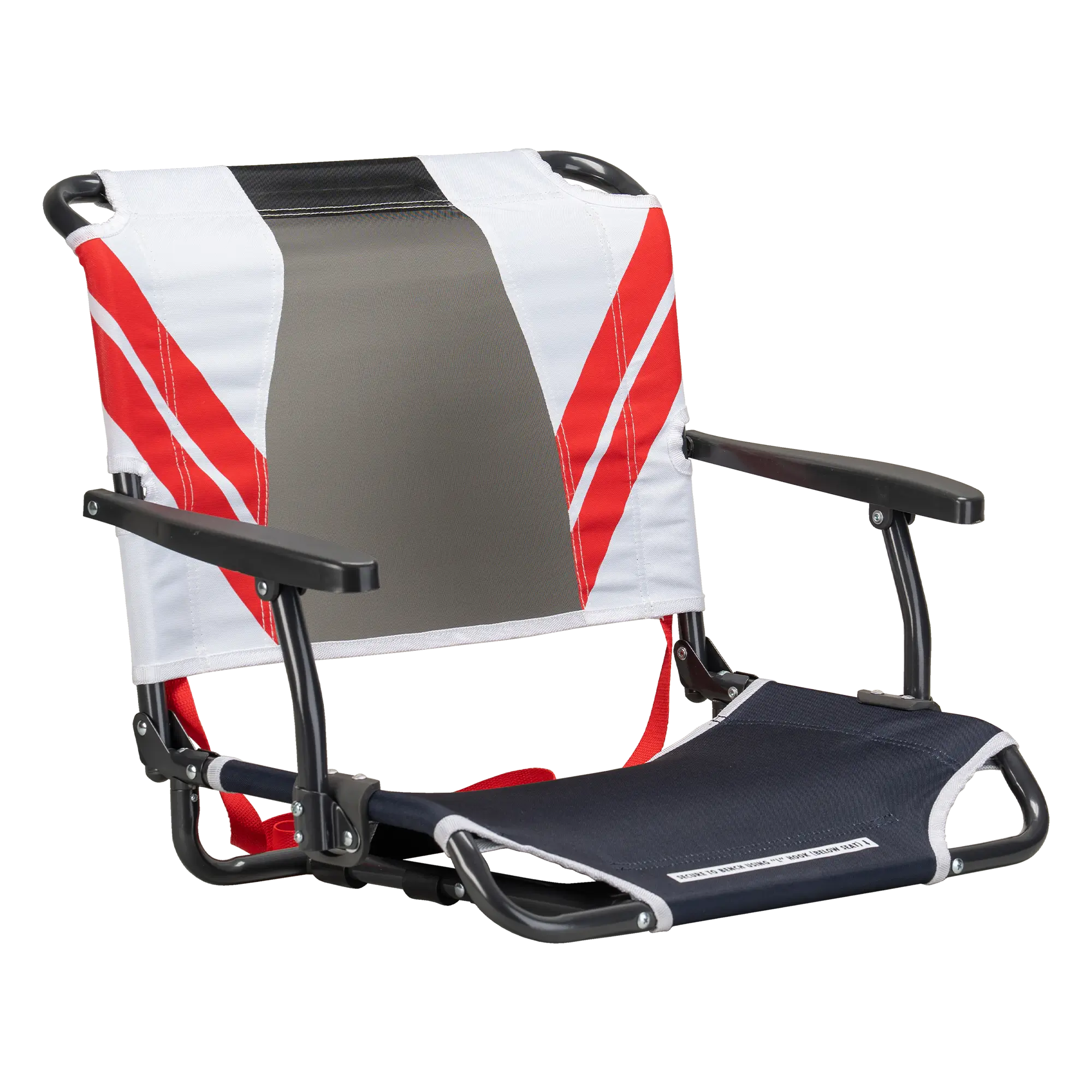 Premium All-Weather Big Comfort Stadium Chair with Armrests - Camp Rocker Chair for Fishing & Beach Trips - Indigo/White/Red