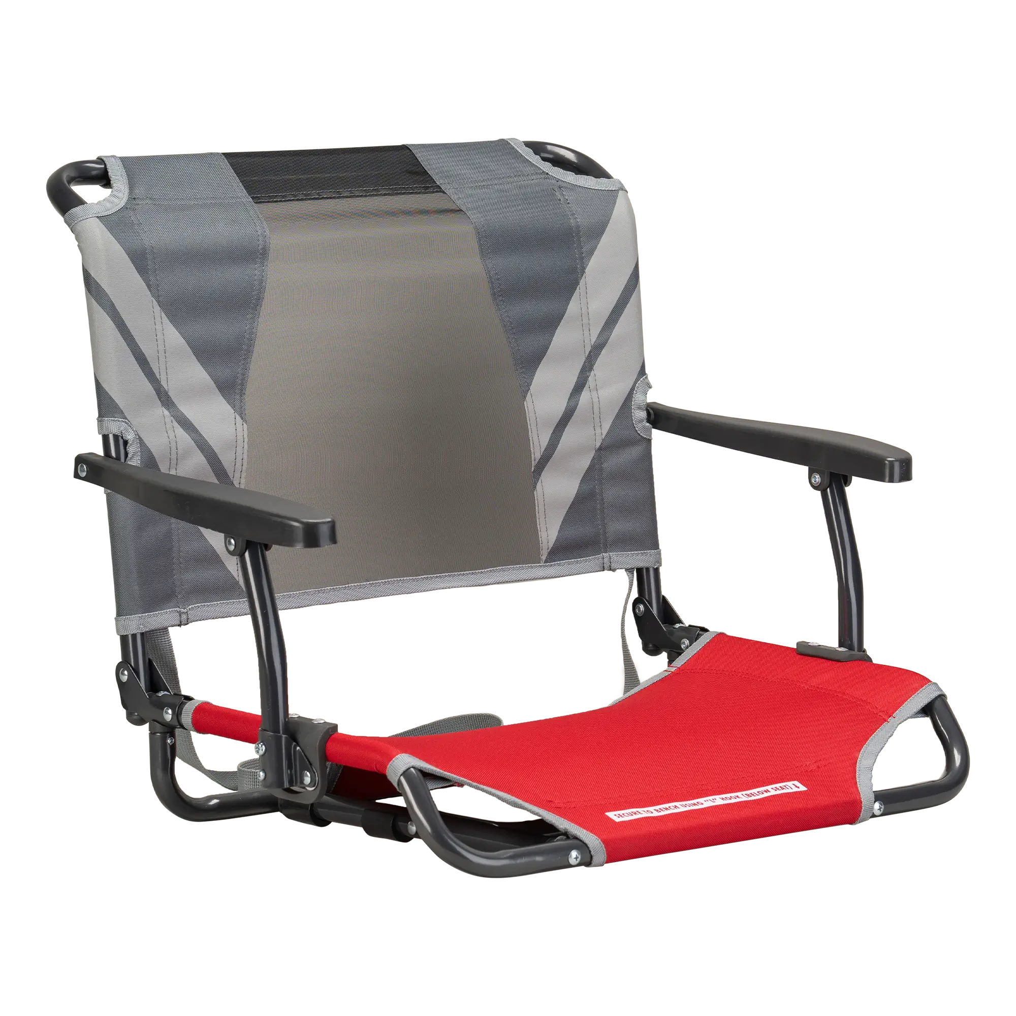 Premium All-Weather Big Comfort Stadium Chair with Armrests - Camp Rocker Chair for Fishing & Beach Trips - Red/Gray