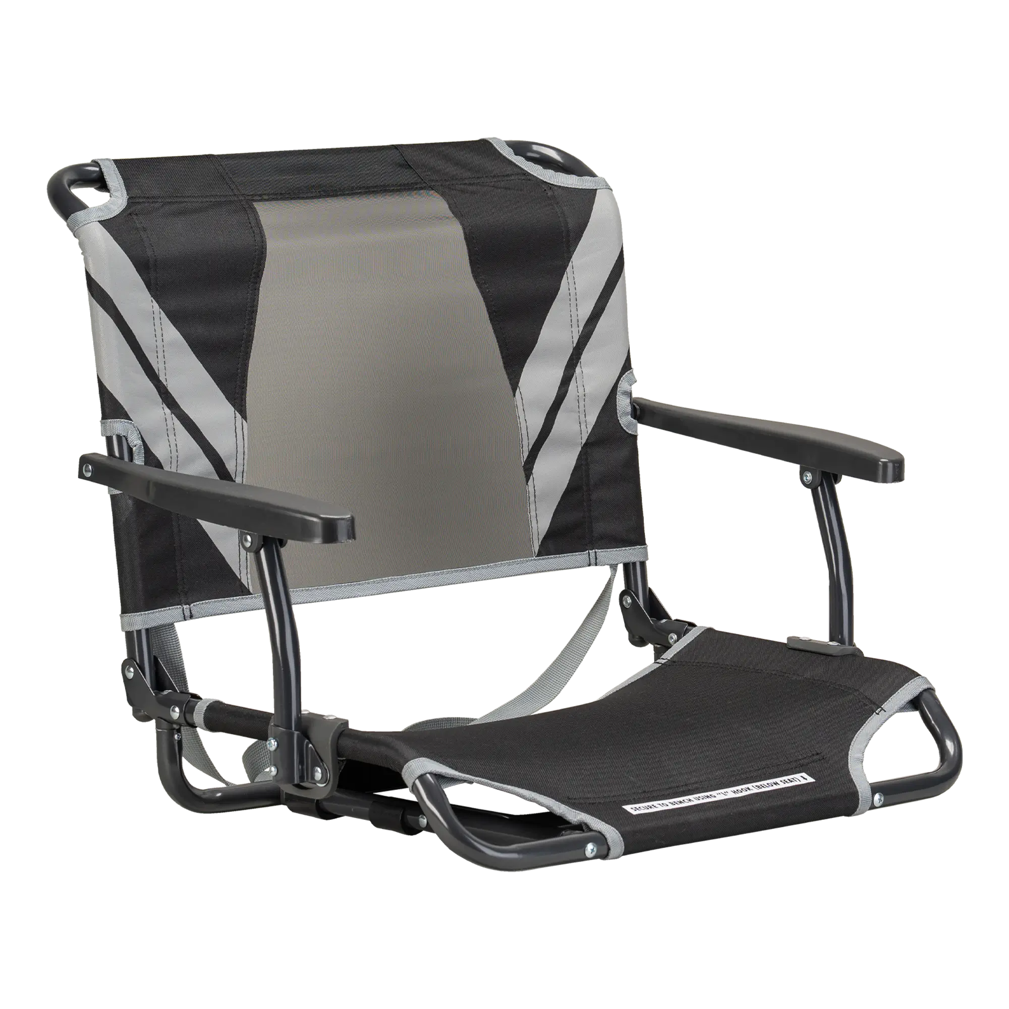 Premium All-Weather Big Comfort Stadium Chair with Armrests - Camp Rocker Chair for Fishing & Beach Trips - Black/Gray