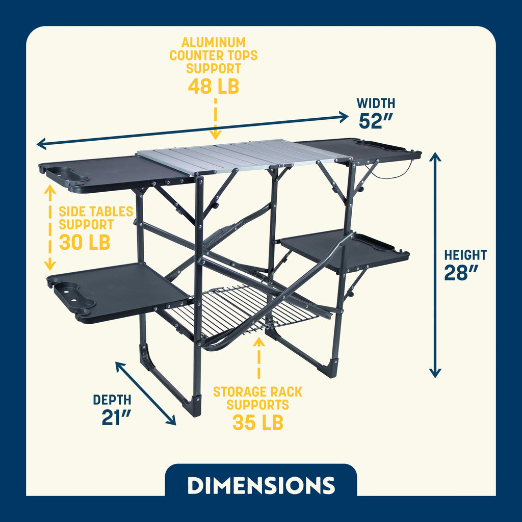 Compact Slim-Fold Cook Station - Portable Camp Kitchen Table Counter Detail