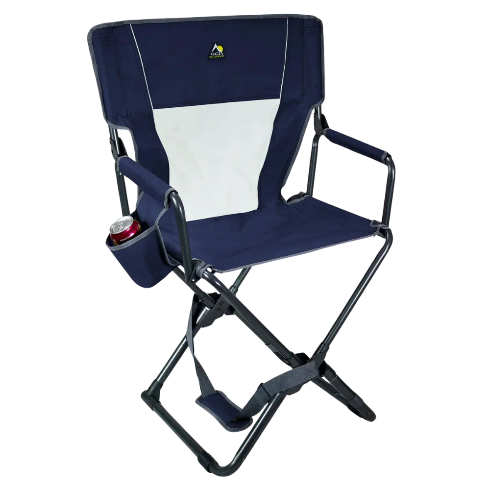 Ultra-Comfortable Xpress Director's Chair - Camp Rocker Chair for Fishing & Beach Trips - Indigo