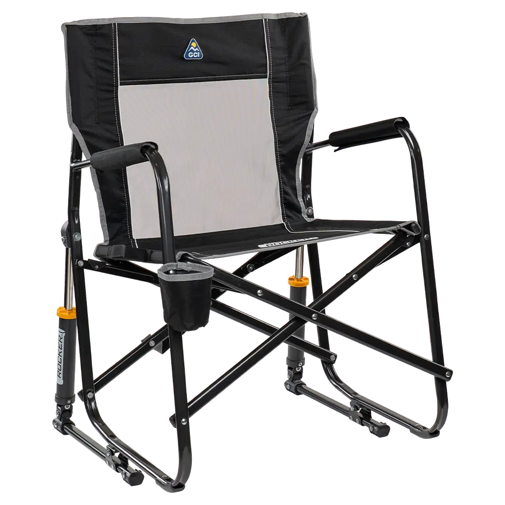 Ergonomic Portable Freestyle Rocker - Folding Rocking Chair - Perfect for Tailgating - Black