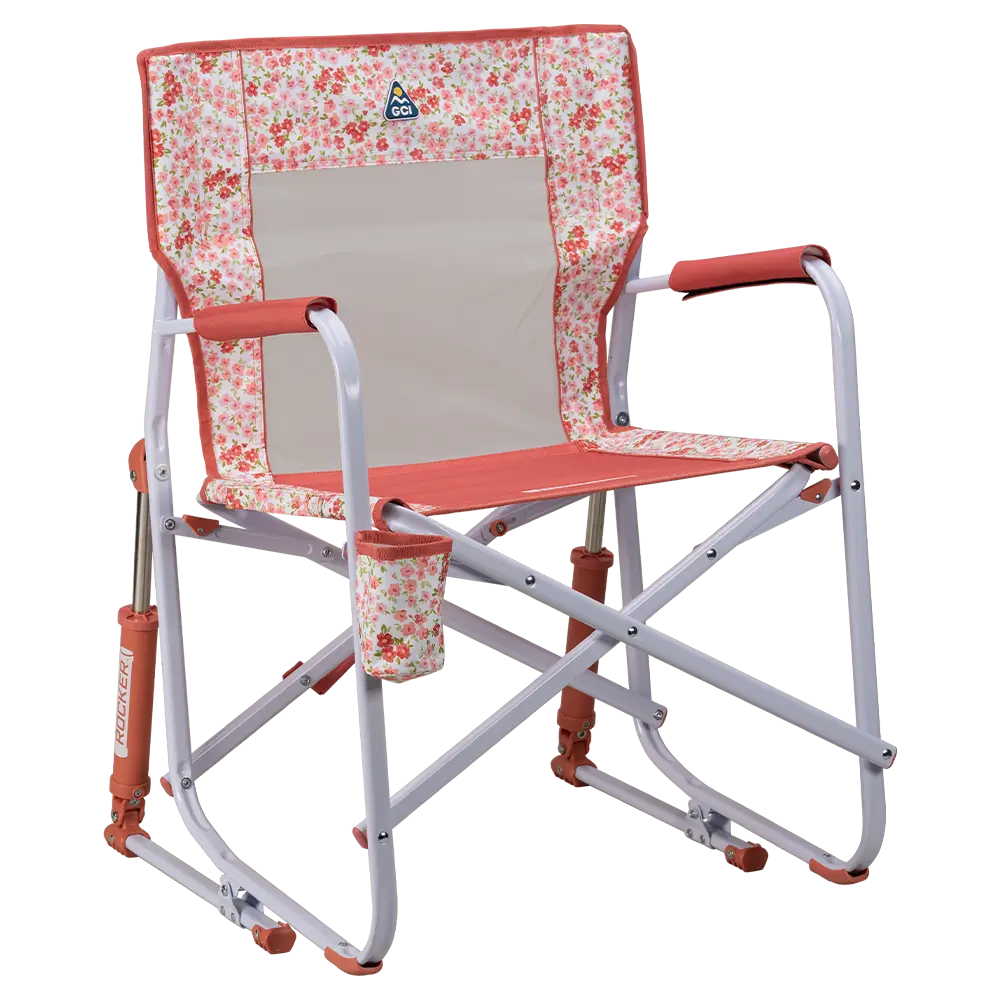 Ergonomic Portable Freestyle Rocker - Folding Rocking Chair - Perfect for Tailgating - Pink Sundress