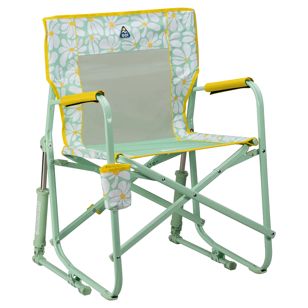 Ergonomic Portable Freestyle Rocker - Folding Rocking Chair - Perfect for Tailgating - Green/Yellow