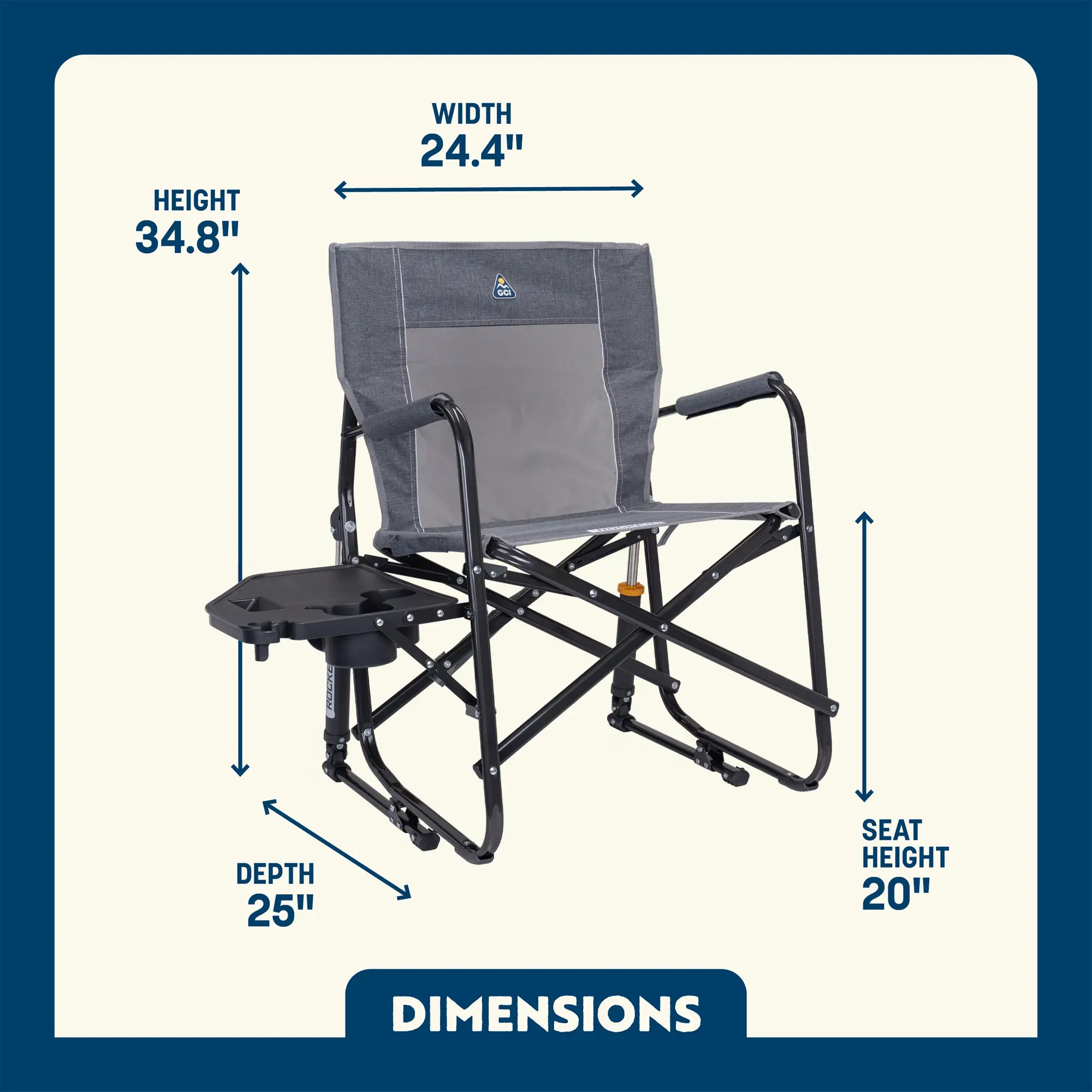 Foldable Freestyle Rocker with Side Table - Camp Rocker Chair for Fishing & Beach Trips Detail
