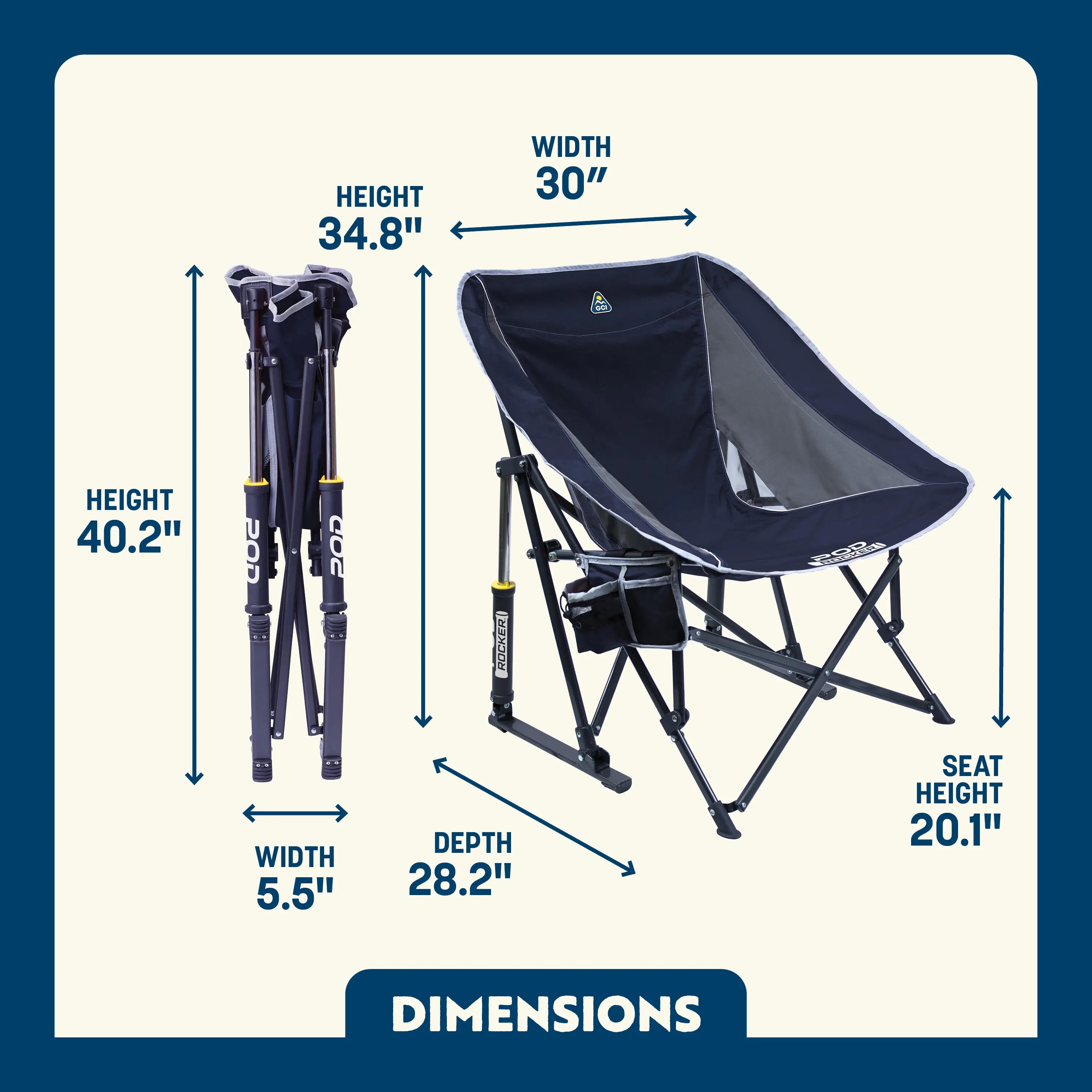 Premium All-Weather Pod Rocker - Rocker Chair for Camping & Lawns Detail