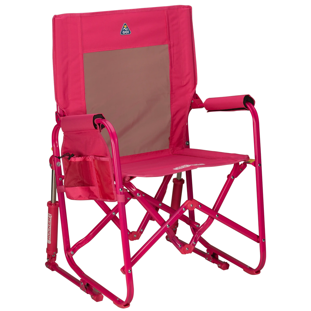 Premium All-Weather Stowaway Rocker - Folding Rocking Chair - Perfect for Tailgating - Bright Pink