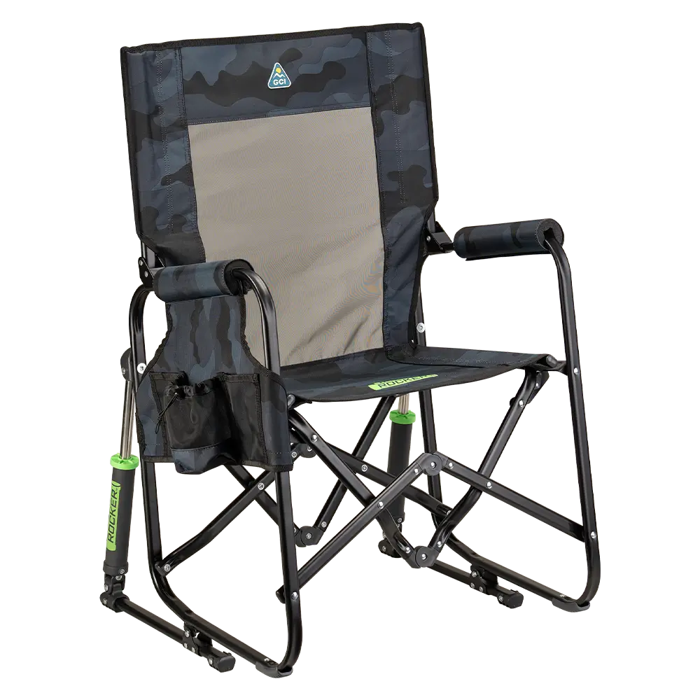 Premium All-Weather Stowaway Rocker - Folding Rocking Chair - Perfect for Tailgating - Stealth Camo