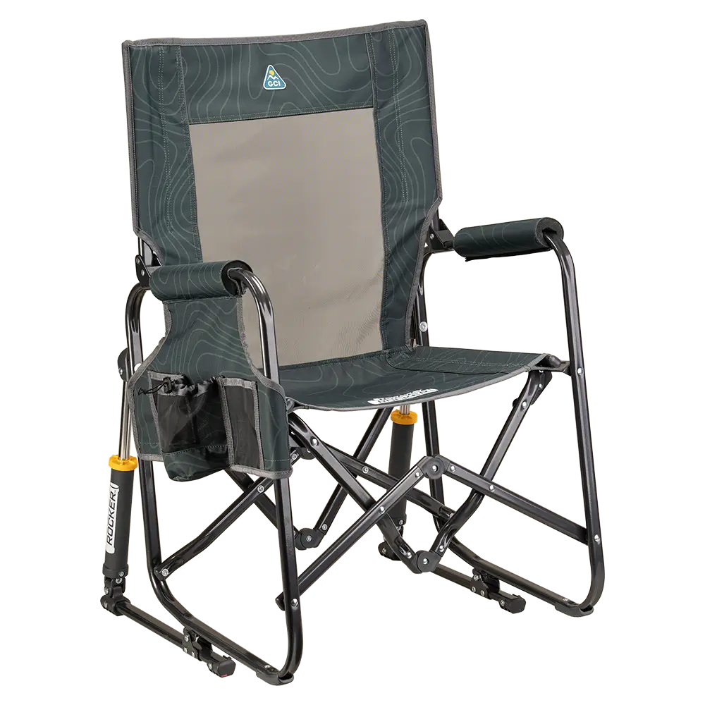 Premium All-Weather Stowaway Rocker - Folding Rocking Chair - Perfect for Tailgating - Hunter Topo