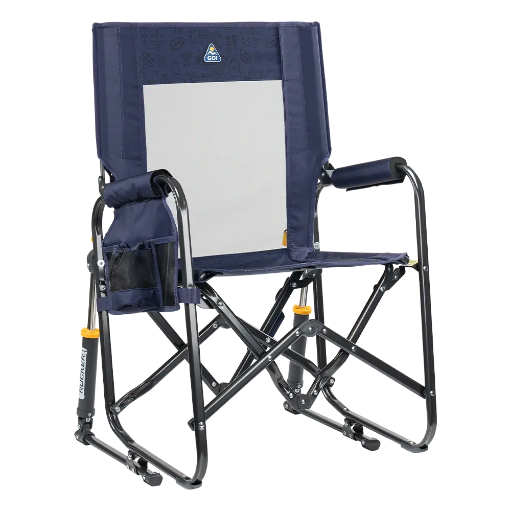 Premium All-Weather Stowaway Rocker - Folding Rocking Chair - Perfect for Tailgating - Tailgater Rich Blue