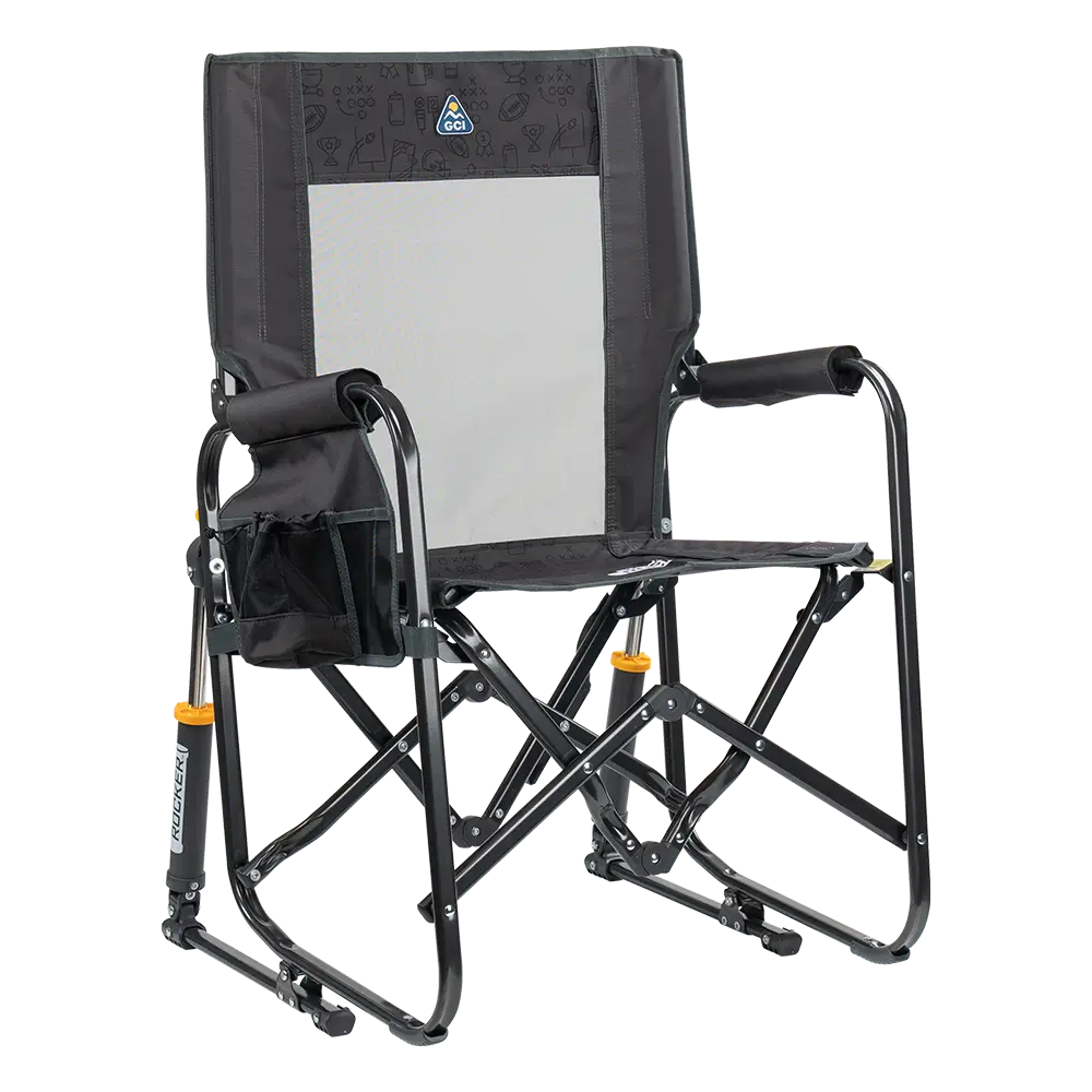 Premium All-Weather Stowaway Rocker - Folding Rocking Chair - Perfect for Tailgating - Tailgater Dark Charcoal