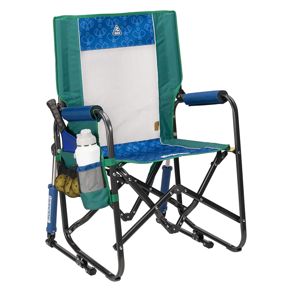 Premium All-Weather Stowaway Rocker - Folding Rocking Chair - Perfect for Tailgating - Pickleball Green