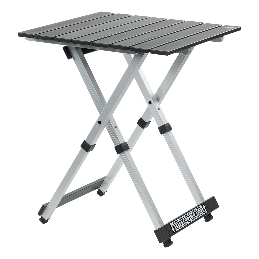 Slim-Fold Compact Camp Table 20 - Heavy Duty Aluminum Folding Picnic Table - Black Chrome