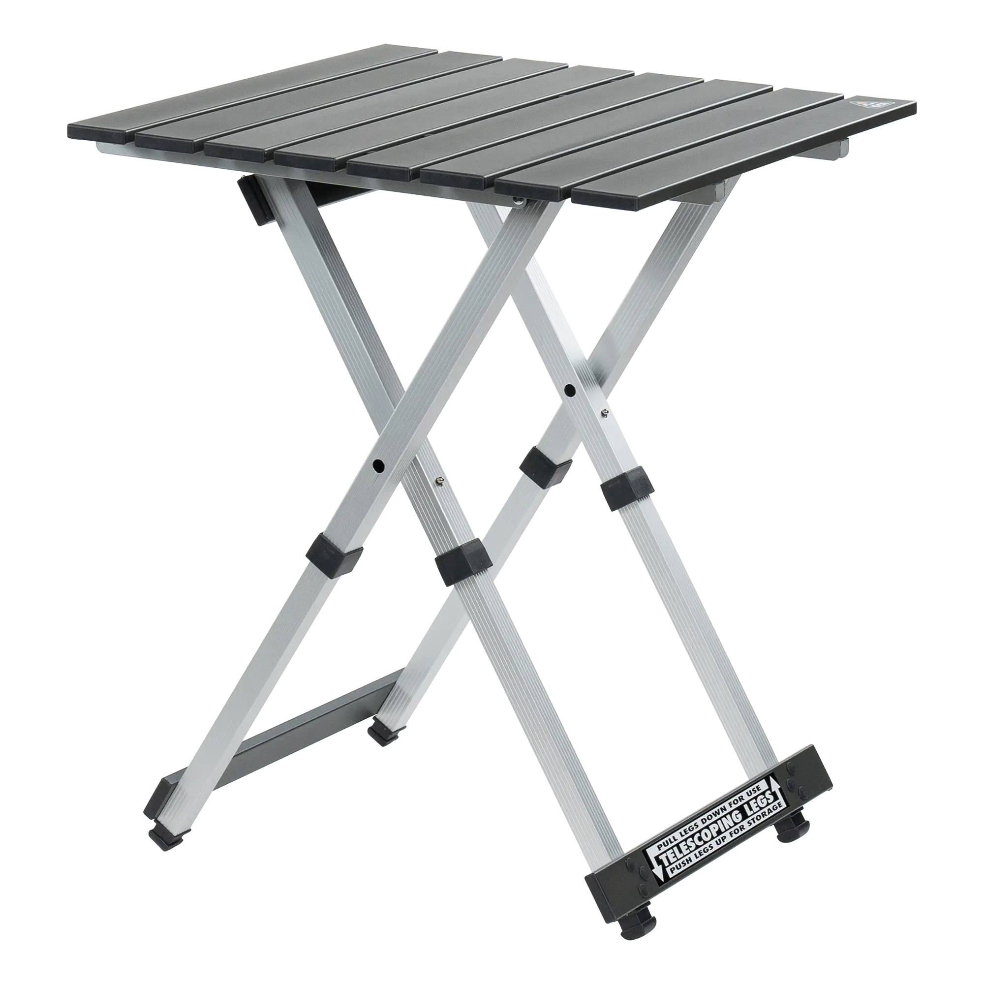 Slim-Fold Compact Camp Table 20 - Heavy Duty Aluminum Folding Picnic Table - Black Chrome