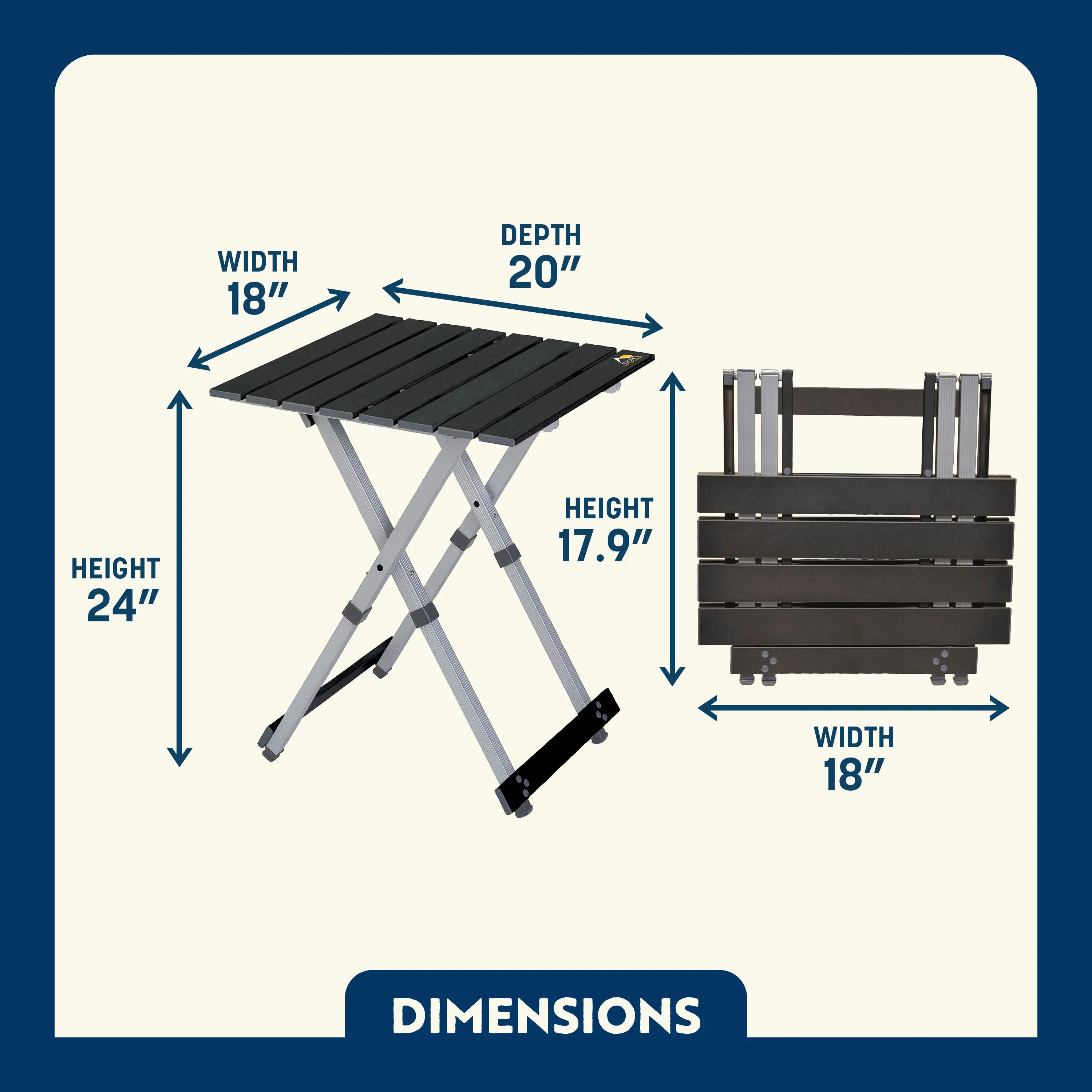 Slim-Fold Compact Camp Table 20 - Heavy Duty Aluminum Folding Picnic Table Detail