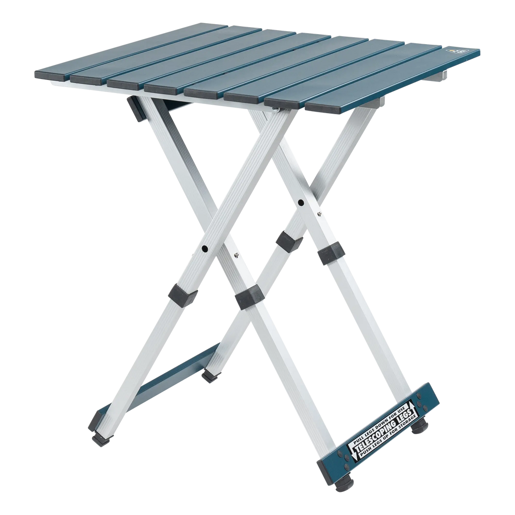 Slim-Fold Compact Camp Table 20 - Heavy Duty Aluminum Folding Picnic Table - Teal
