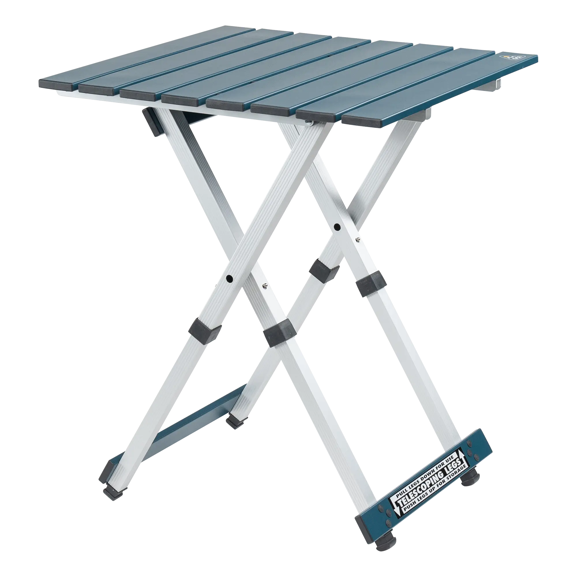 Slim-Fold Compact Camp Table 20 - Heavy Duty Aluminum Folding Picnic Table - Teal