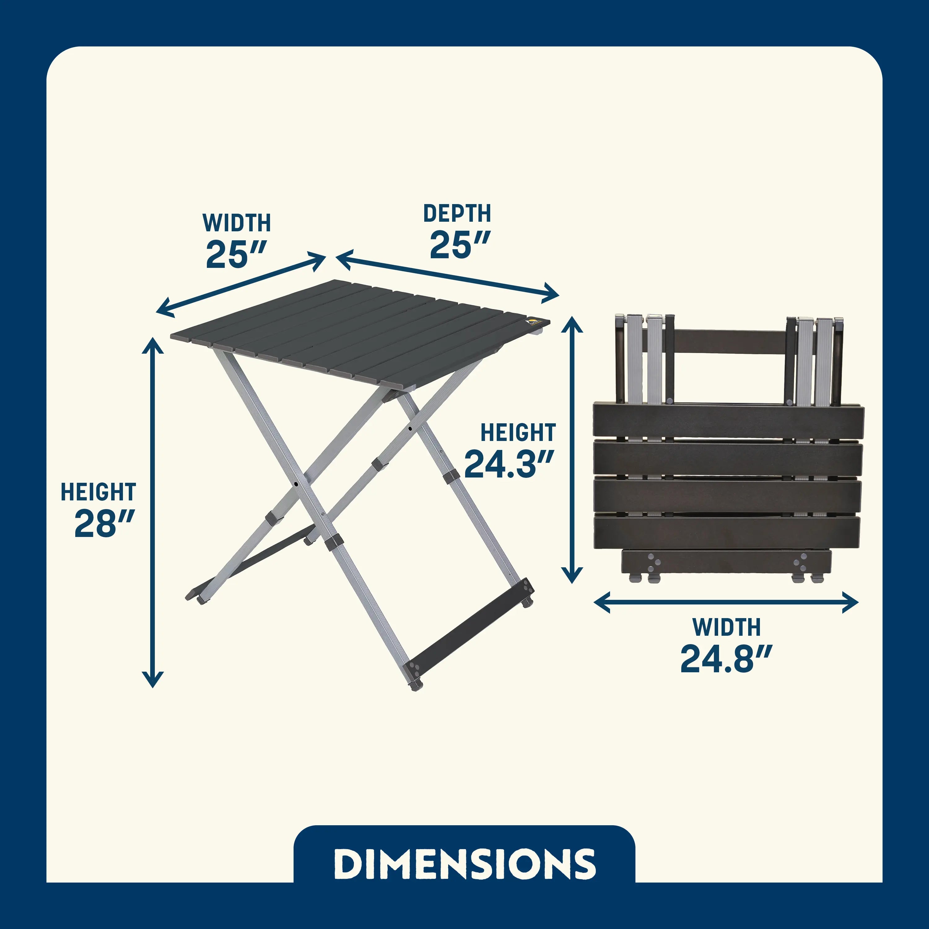 Portable Outdoor Compact Camp Table 25 - Heavy Duty Aluminum Folding Picnic Table Detail