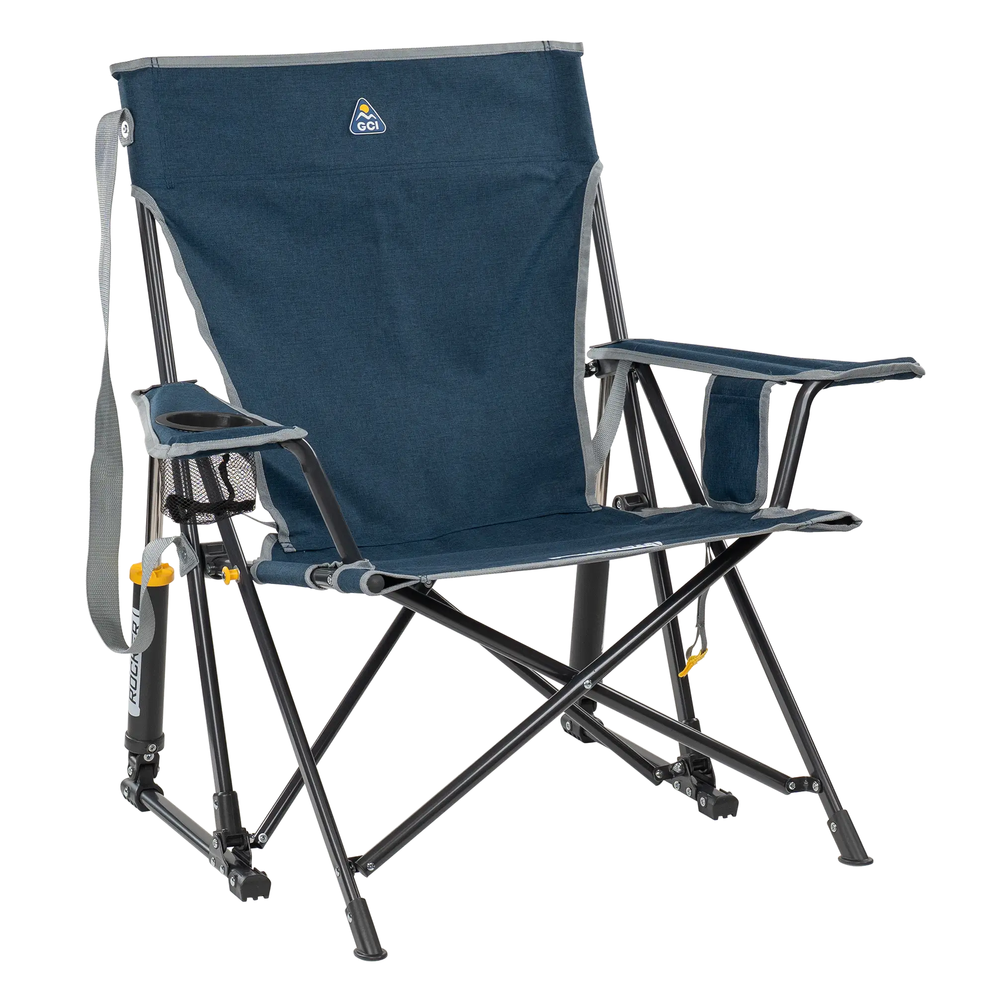 Foldable Kickback Rocker - Camp Rocker Chair for Fishing & Beach Trips - Heathered Indigo