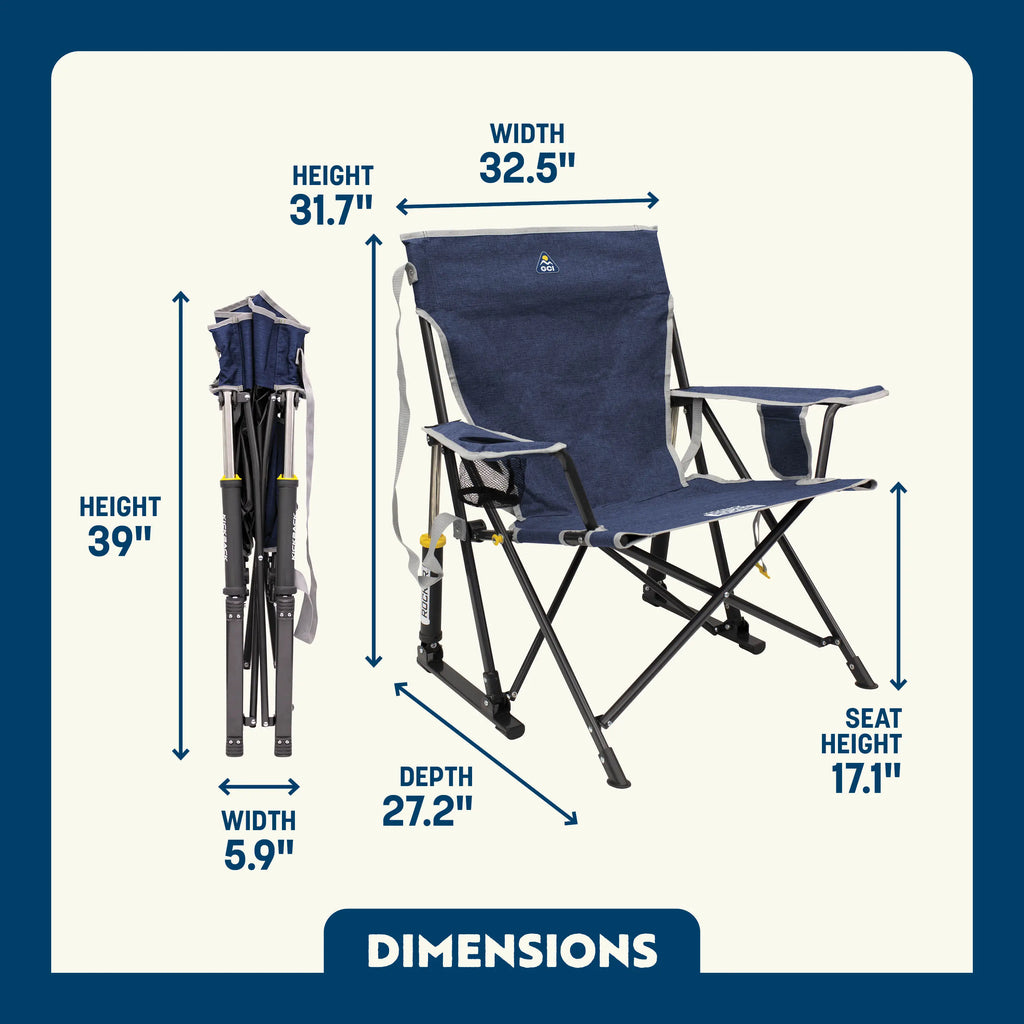 Foldable Kickback Rocker - Camp Rocker Chair for Fishing & Beach Trips Detail