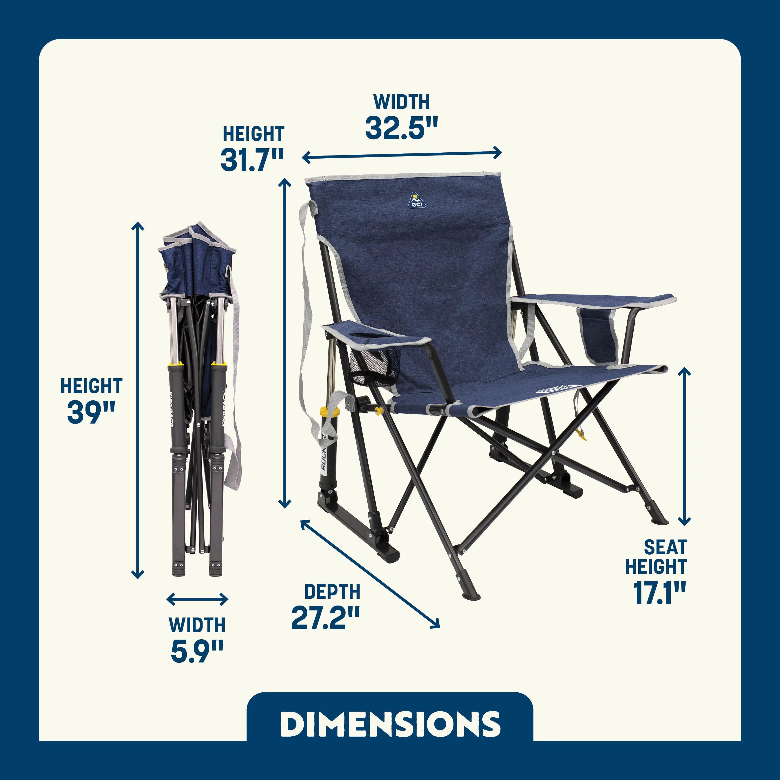 Foldable Kickback Rocker - Camp Rocker Chair for Fishing & Beach Trips Detail