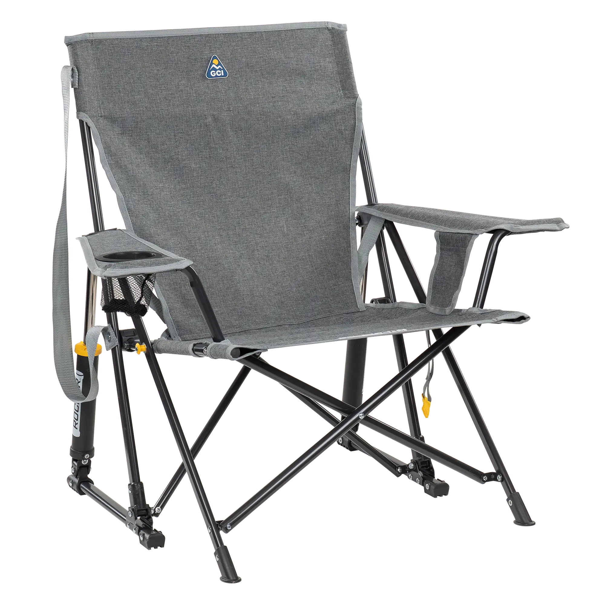 Foldable Kickback Rocker - Camp Rocker Chair for Fishing & Beach Trips - Heathered Pewter
