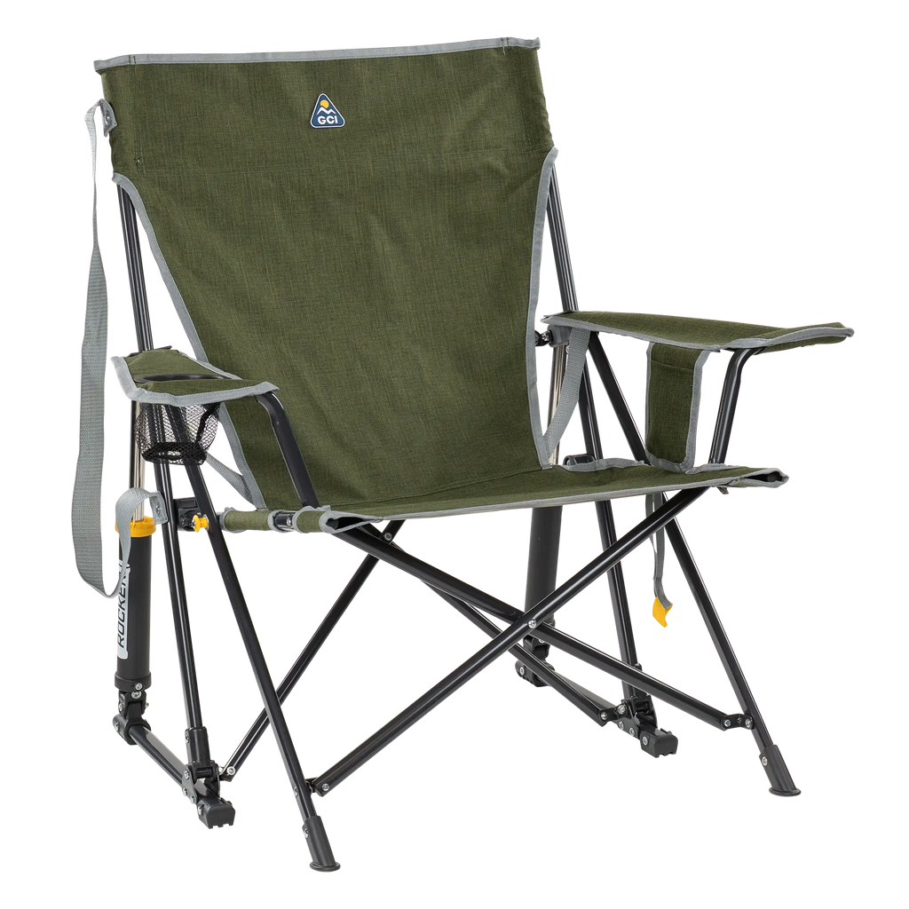 Foldable Kickback Rocker - Camp Rocker Chair for Fishing & Beach Trips - Heathered Loden