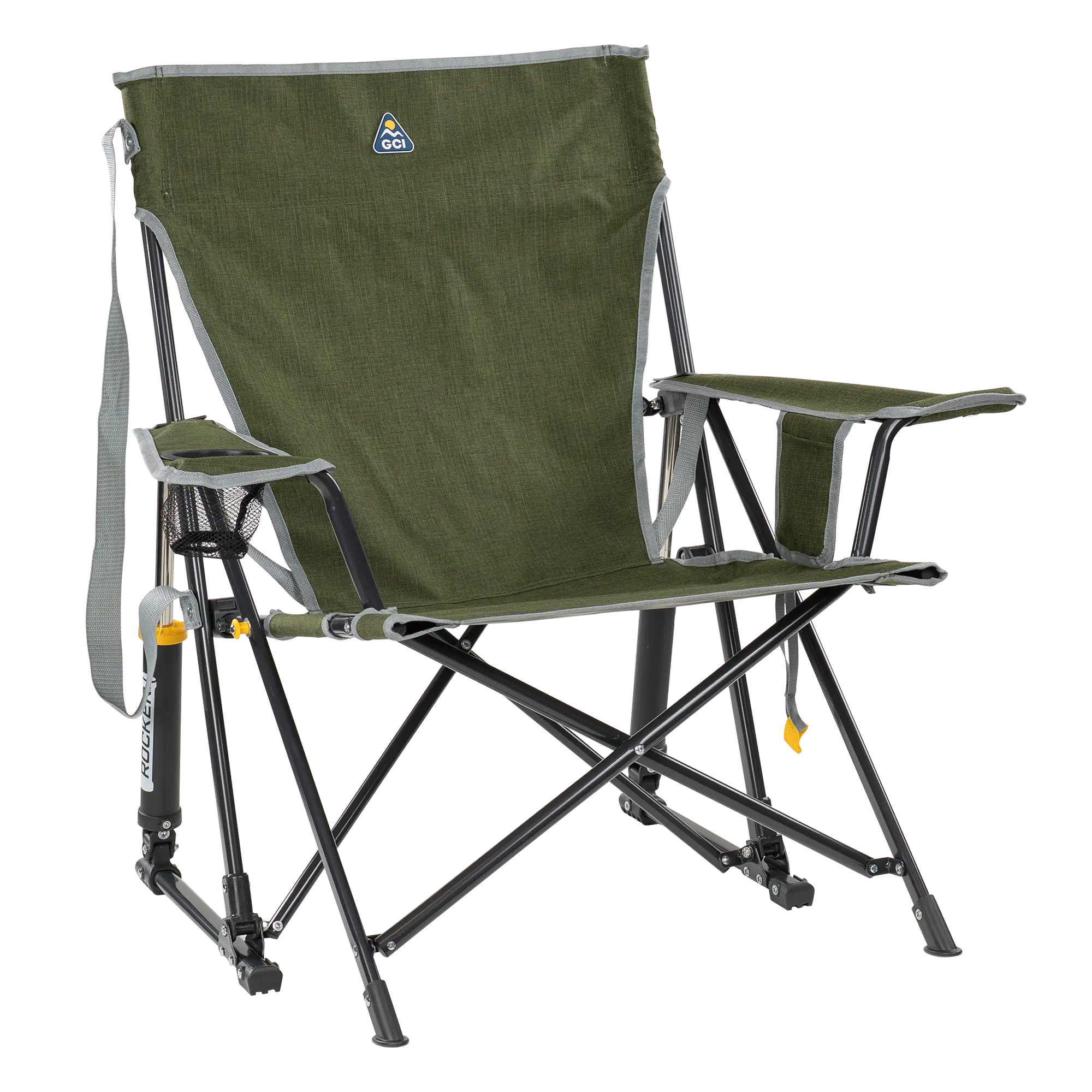 Foldable Kickback Rocker - Camp Rocker Chair for Fishing & Beach Trips - Heathered Loden