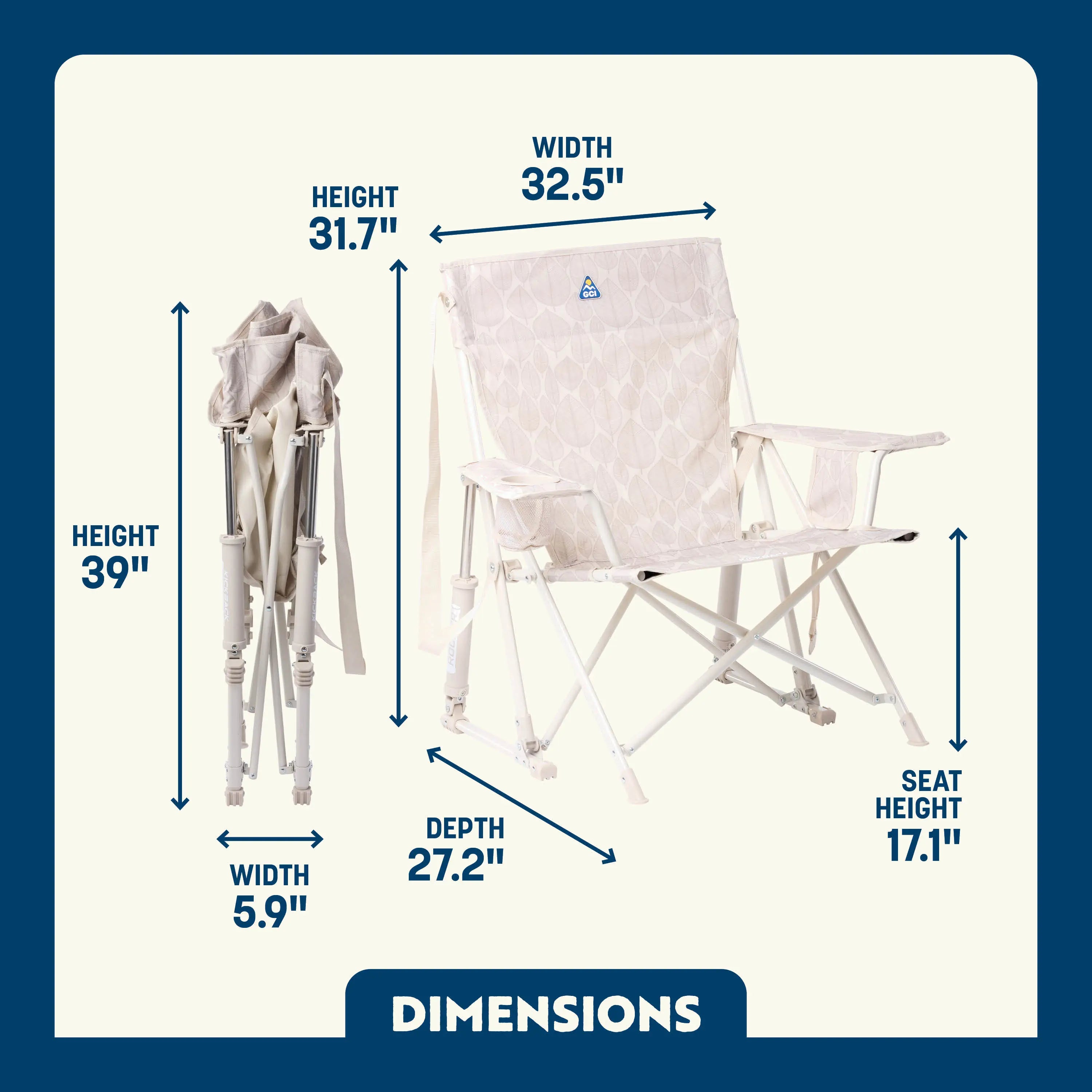 Foldable Kickback Rocker - Camp Rocker Chair for Fishing & Beach Trips Detail