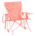 Foldable Kickback Rocker - Camp Rocker Chair for Fishing & Beach Trips - Soft Pink Leaf