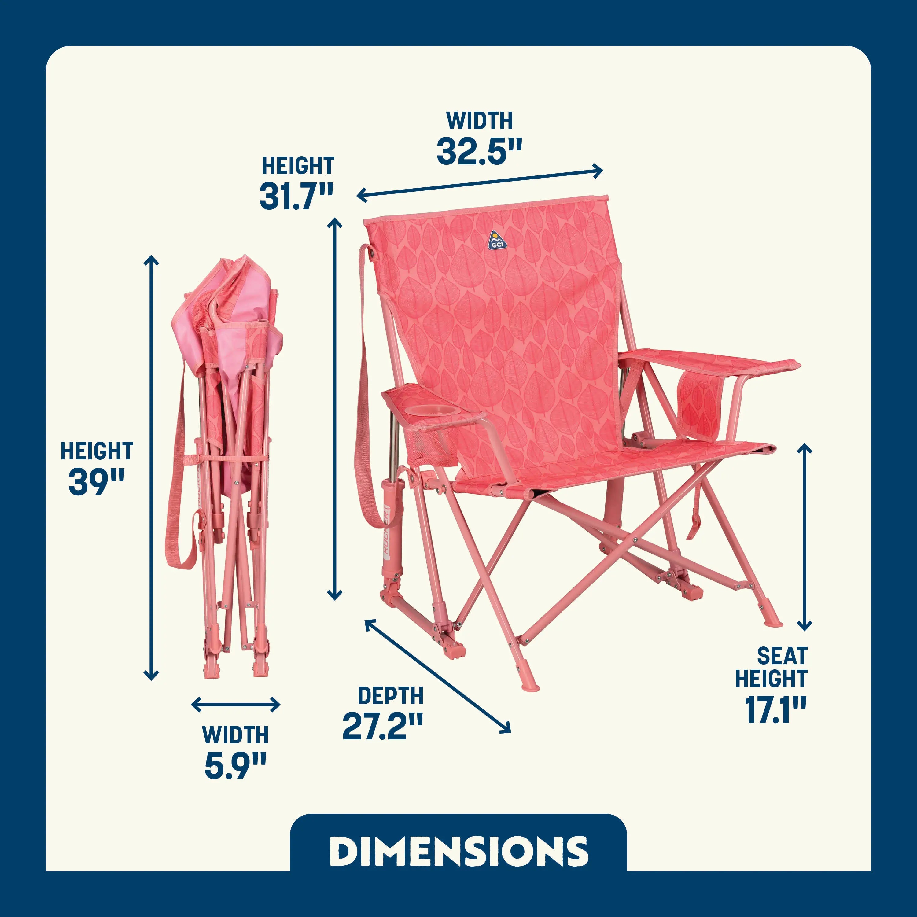 Foldable Kickback Rocker - Camp Rocker Chair for Fishing & Beach Trips Detail