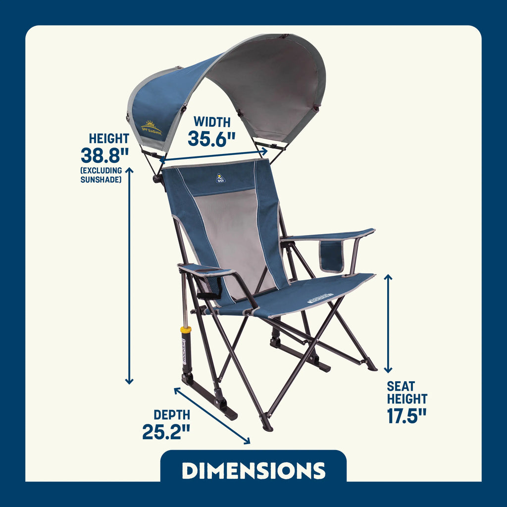 Premium All-Weather SunShade Rocker - Camp Rocker Chair for Fishing & Beach Trips Detail