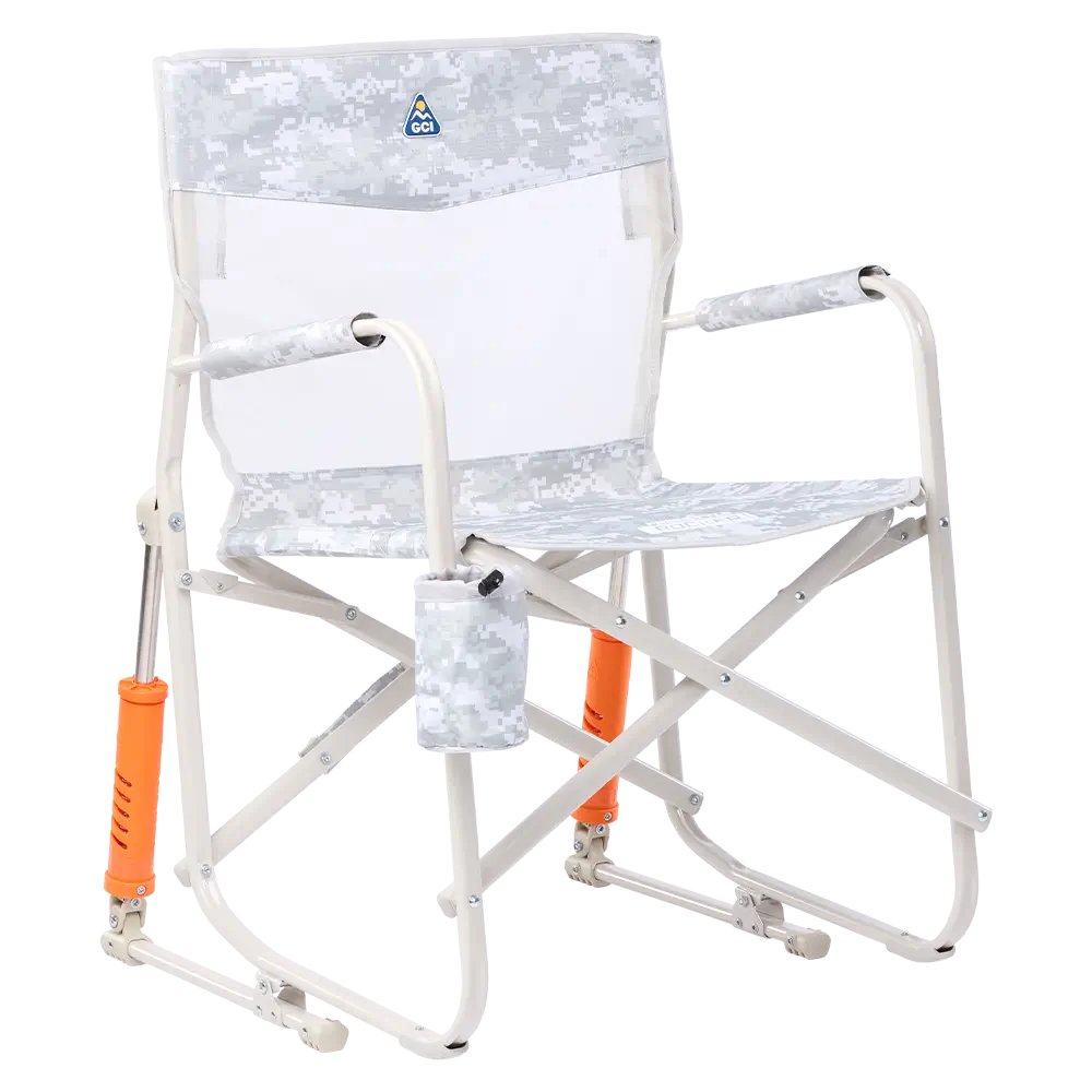 Premium All-Weather Freestyle Rocker Elite - Camp Rocker Chair for Fishing & Beach Trips - Snow Camo