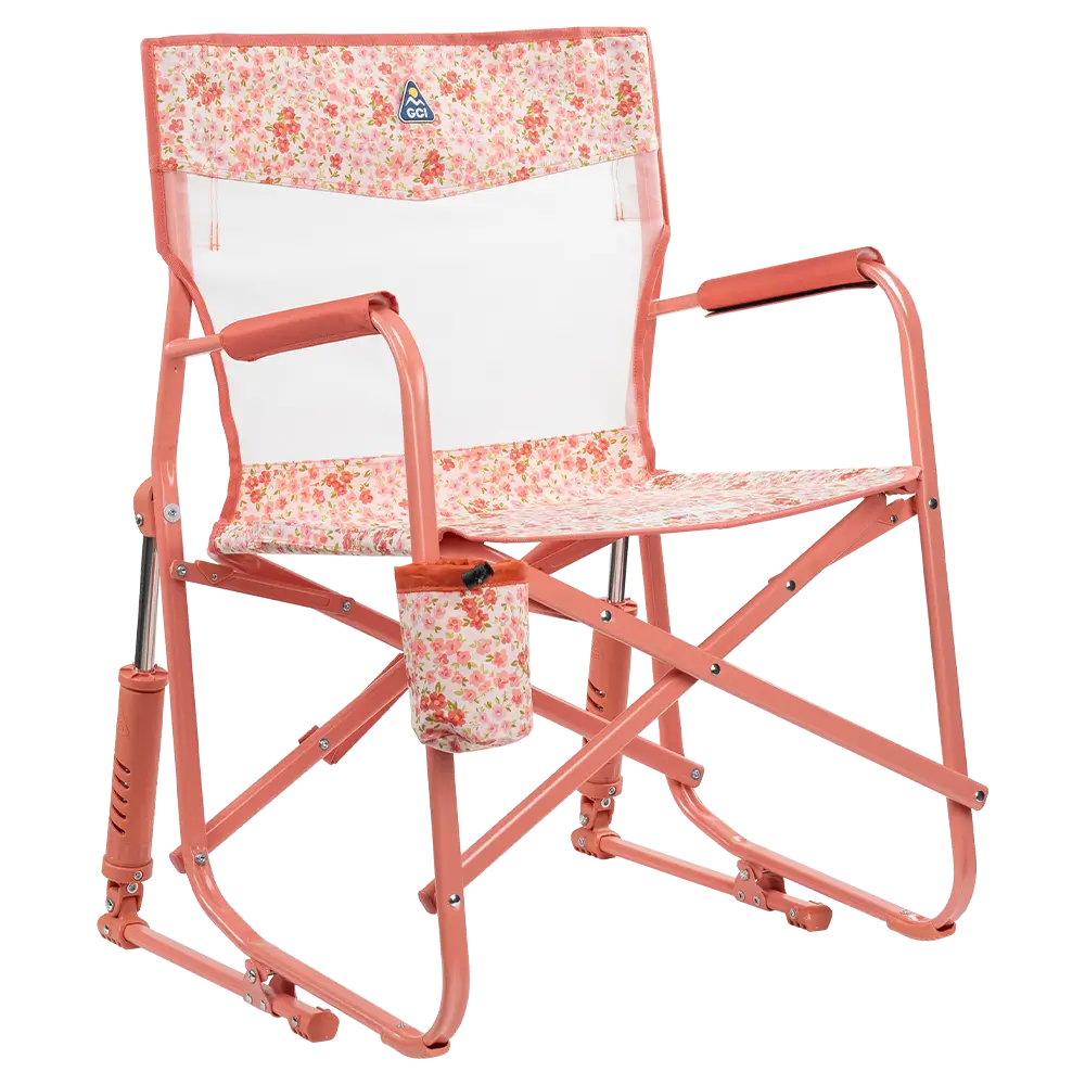 Premium All-Weather Freestyle Rocker Elite - Camp Rocker Chair for Fishing & Beach Trips - Pink Sundress