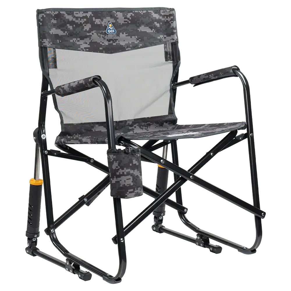 Premium All-Weather Freestyle Rocker Elite - Camp Rocker Chair for Fishing & Beach Trips - Cool Gray Camo