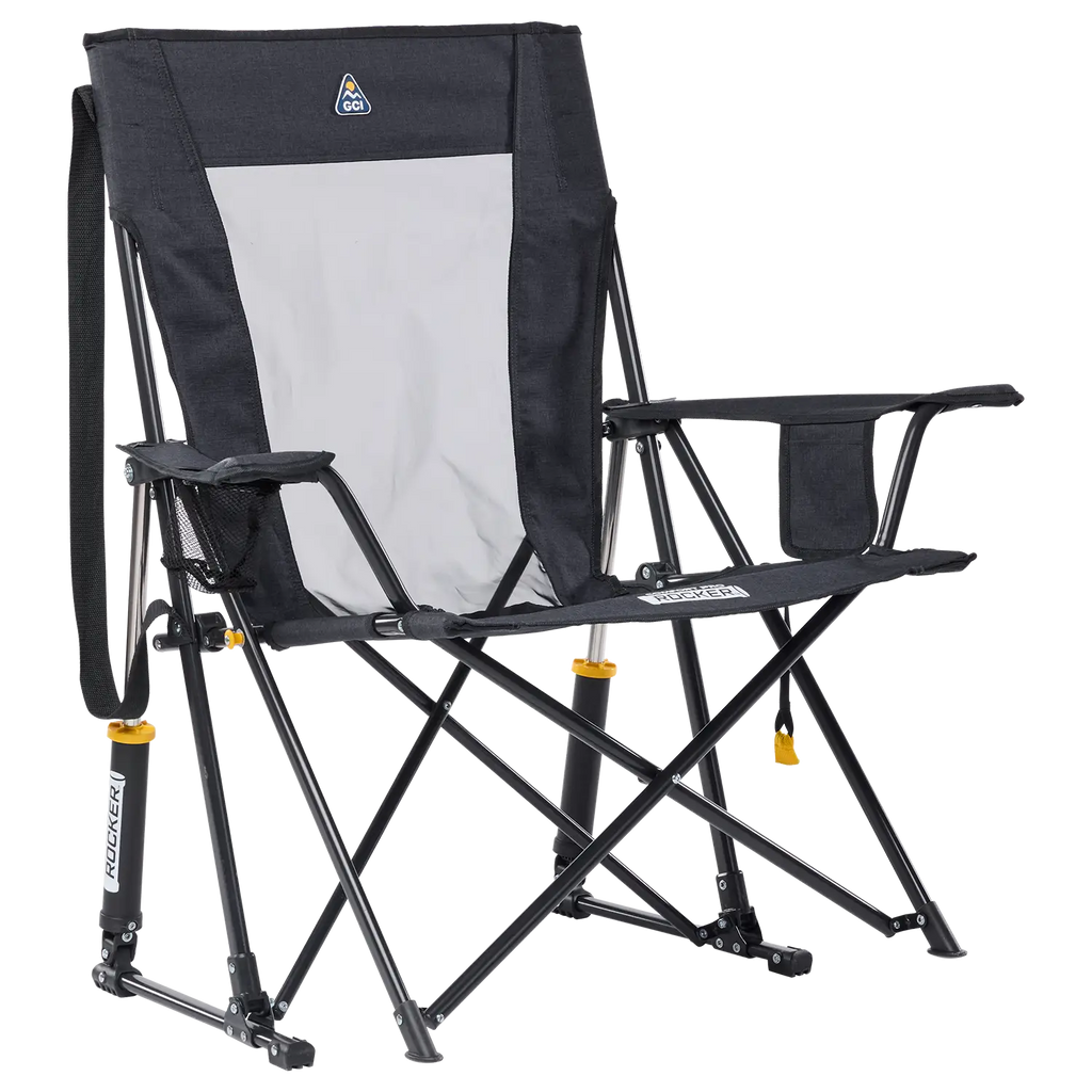 Ergonomic Portable Comfort Pro Rocker XL - Folding Rocking Chair - Perfect for Tailgating - Heathered Charcoal