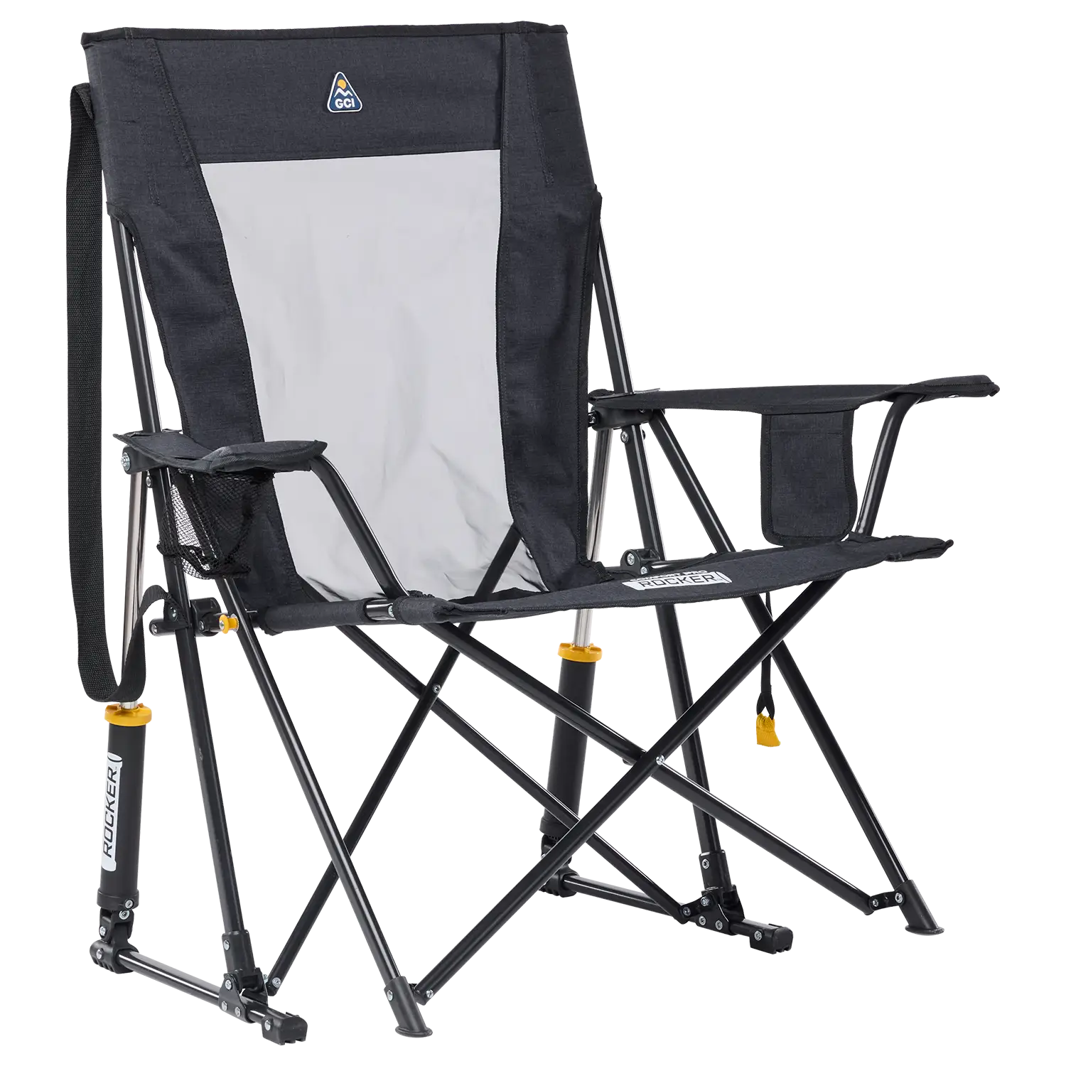 Ergonomic Portable Comfort Pro Rocker XL - Folding Rocking Chair - Perfect for Tailgating - Heathered Charcoal