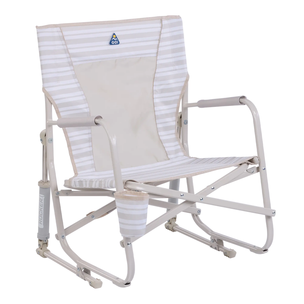 Ergonomic Portable Beach Rocker - Outdoor Rocking Chairs with Dynamic Comfort Edge - Neutral Stripe
