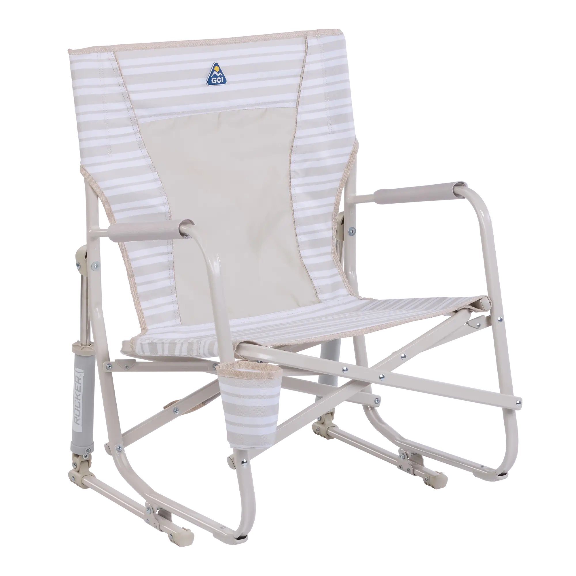 Ergonomic Portable Beach Rocker - Outdoor Rocking Chairs with Dynamic Comfort Edge - Neutral Stripe