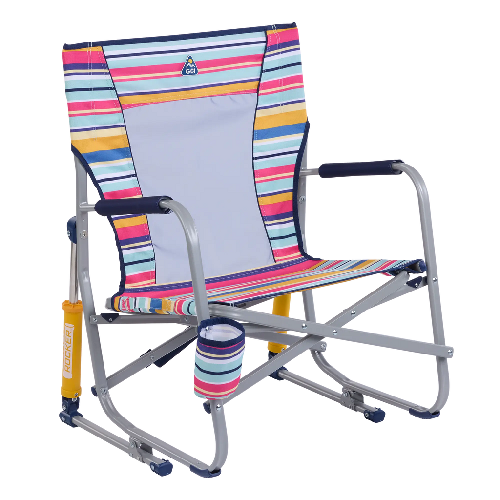 Ergonomic Portable Beach Rocker - Outdoor Rocking Chairs with Dynamic Comfort Edge - Multi Stripe