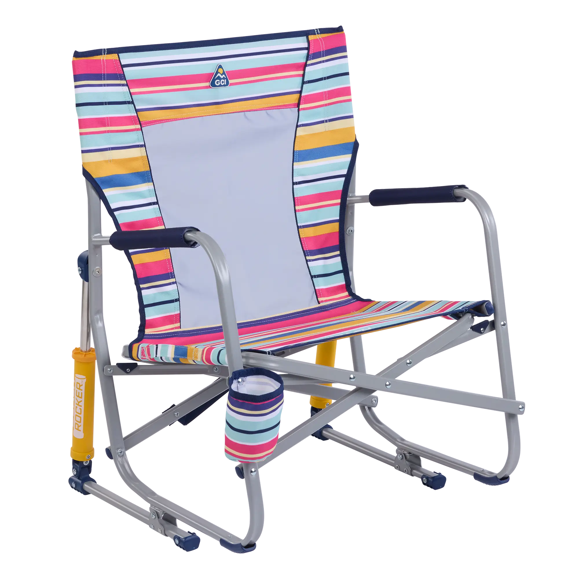 Ergonomic Portable Beach Rocker - Outdoor Rocking Chairs with Dynamic Comfort Edge - Multi Stripe