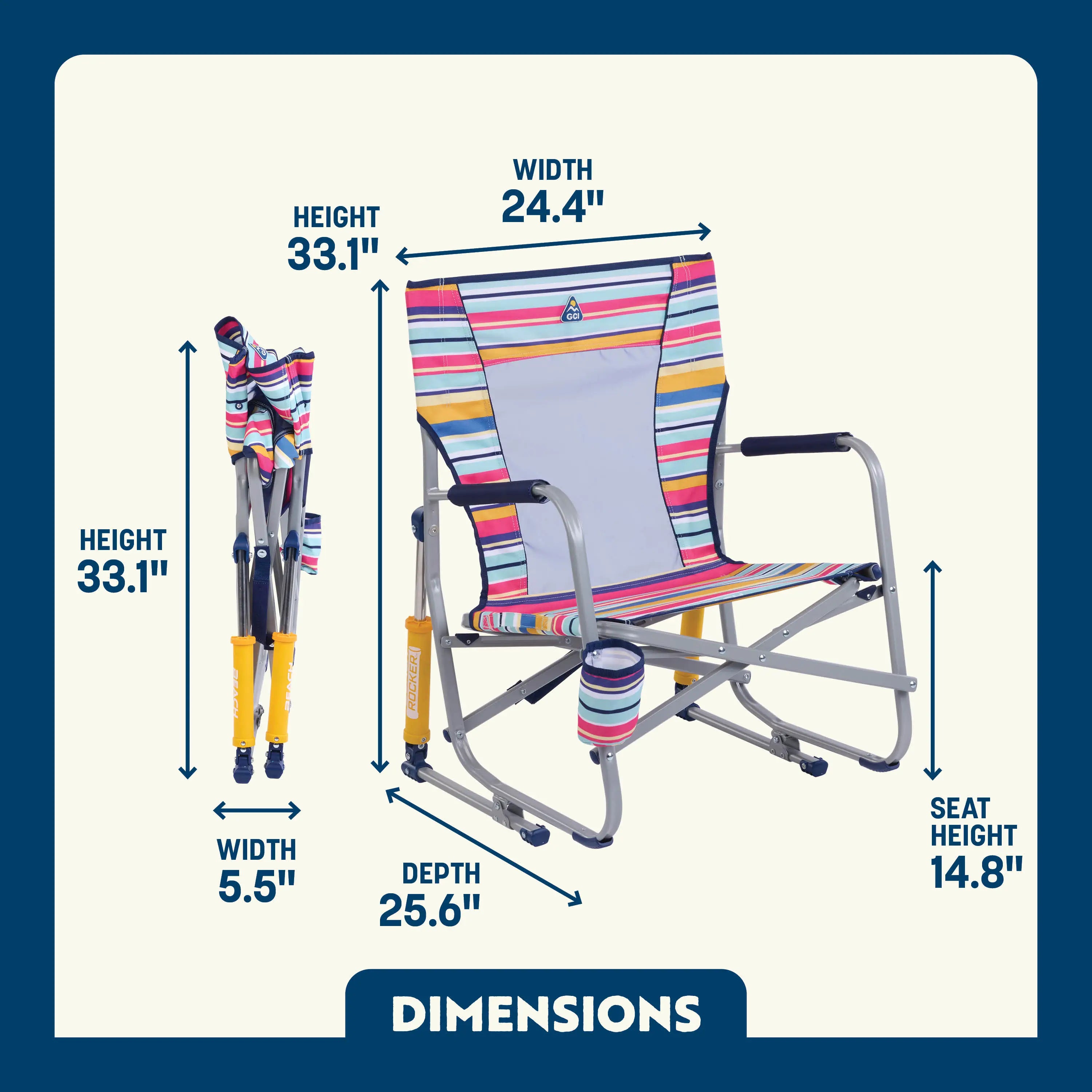 Ergonomic Portable Beach Rocker - Outdoor Rocking Chairs with Dynamic Comfort Edge Detail