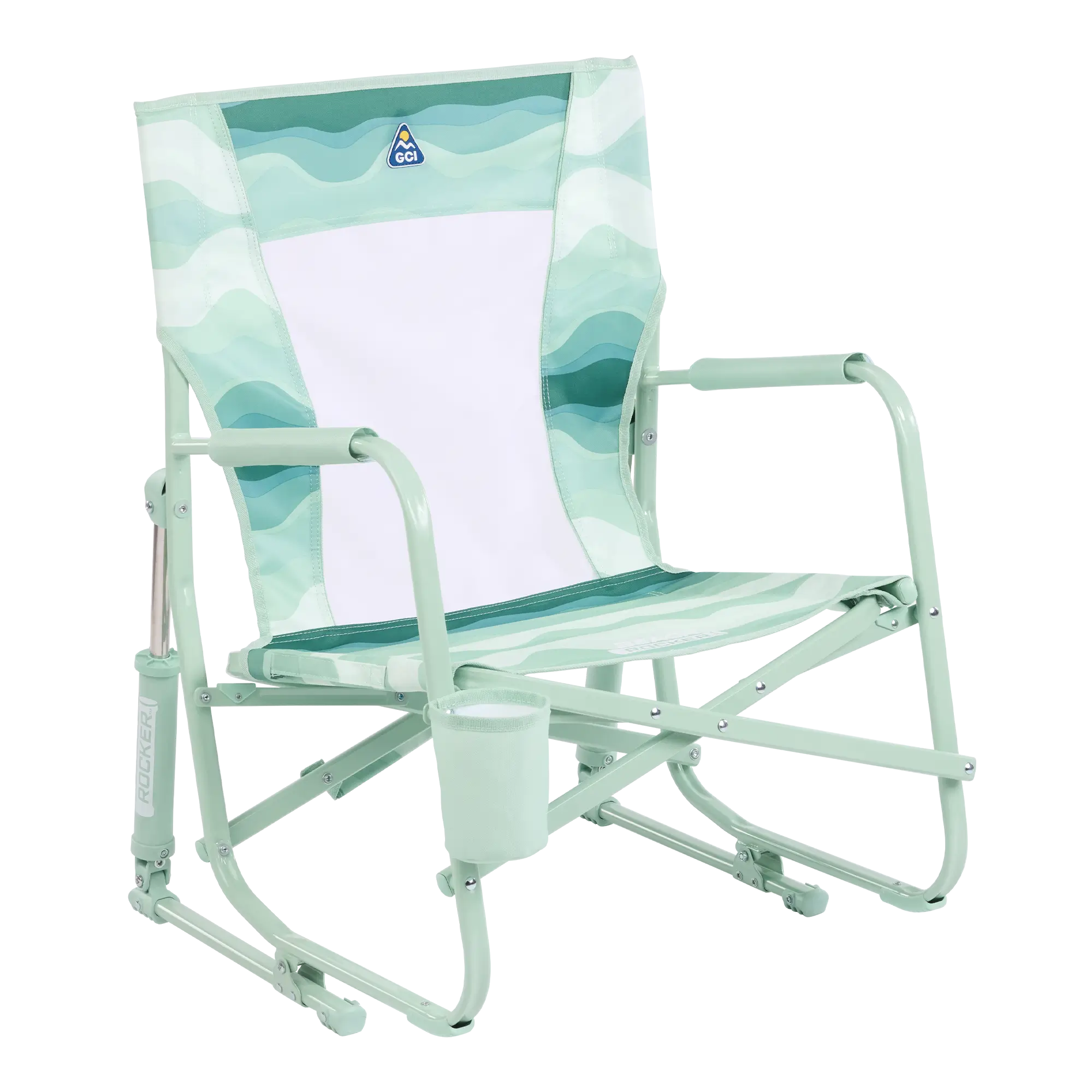 Ergonomic Portable Beach Rocker - Outdoor Rocking Chairs with Dynamic Comfort Edge - Green Beach Wave