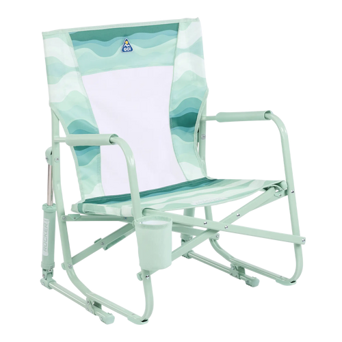 Ergonomic Portable Beach Rocker - Outdoor Rocking Chairs with Dynamic Comfort Edge - Green Beach Wave