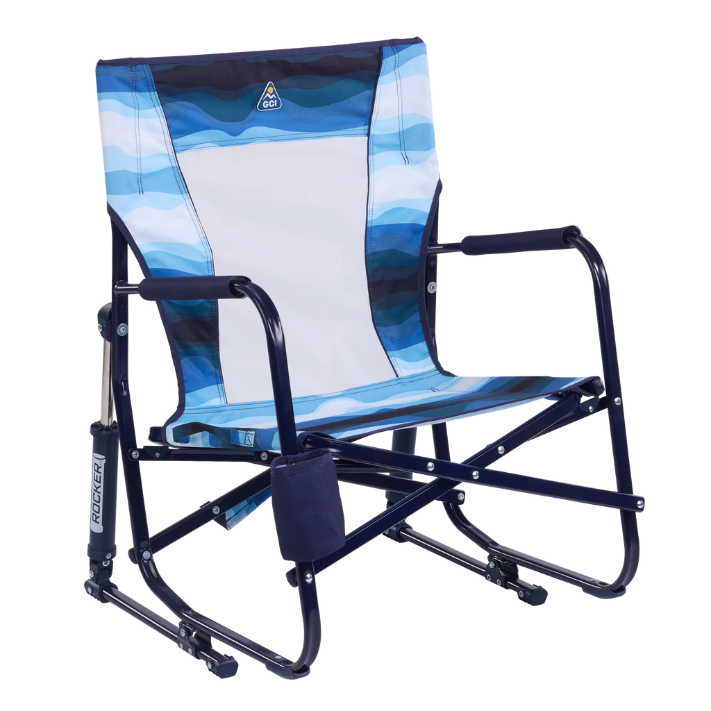 Ergonomic Portable Beach Rocker - Outdoor Rocking Chairs with Dynamic Comfort Edge - Blue Beach Wave