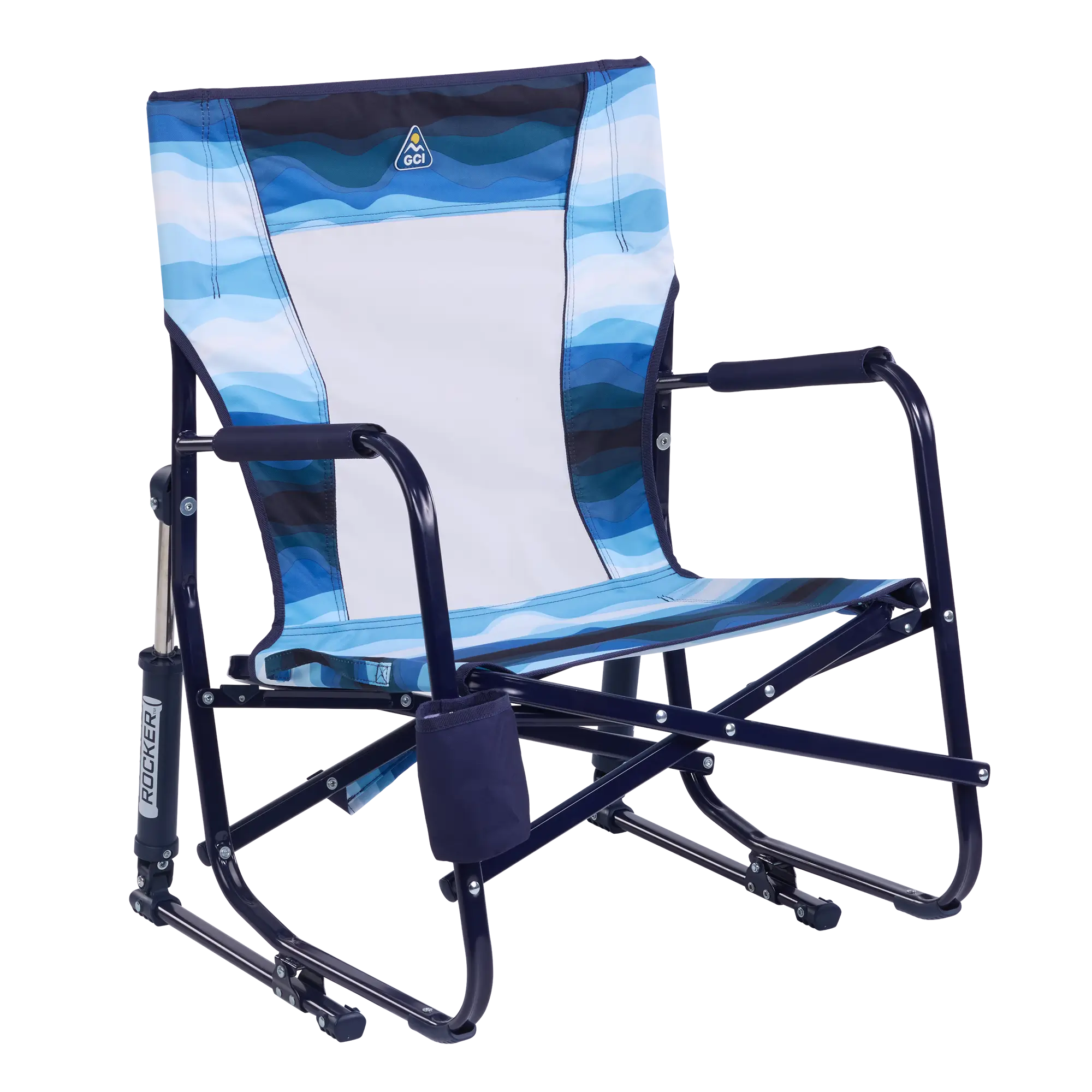 Ergonomic Portable Beach Rocker - Outdoor Rocking Chairs with Dynamic Comfort Edge - Blue Beach Wave