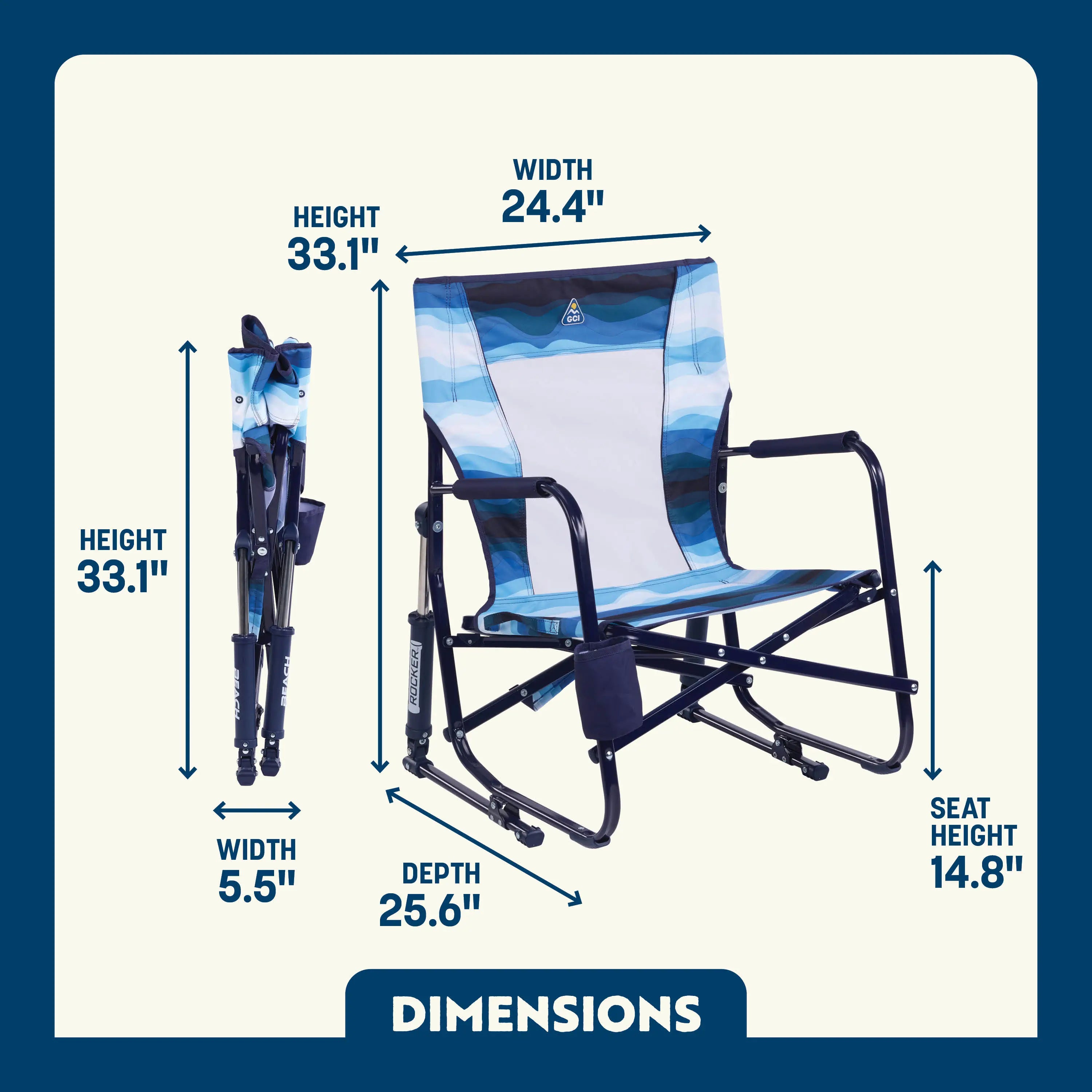 Ergonomic Portable Beach Rocker - Outdoor Rocking Chairs with Dynamic Comfort Edge Detail